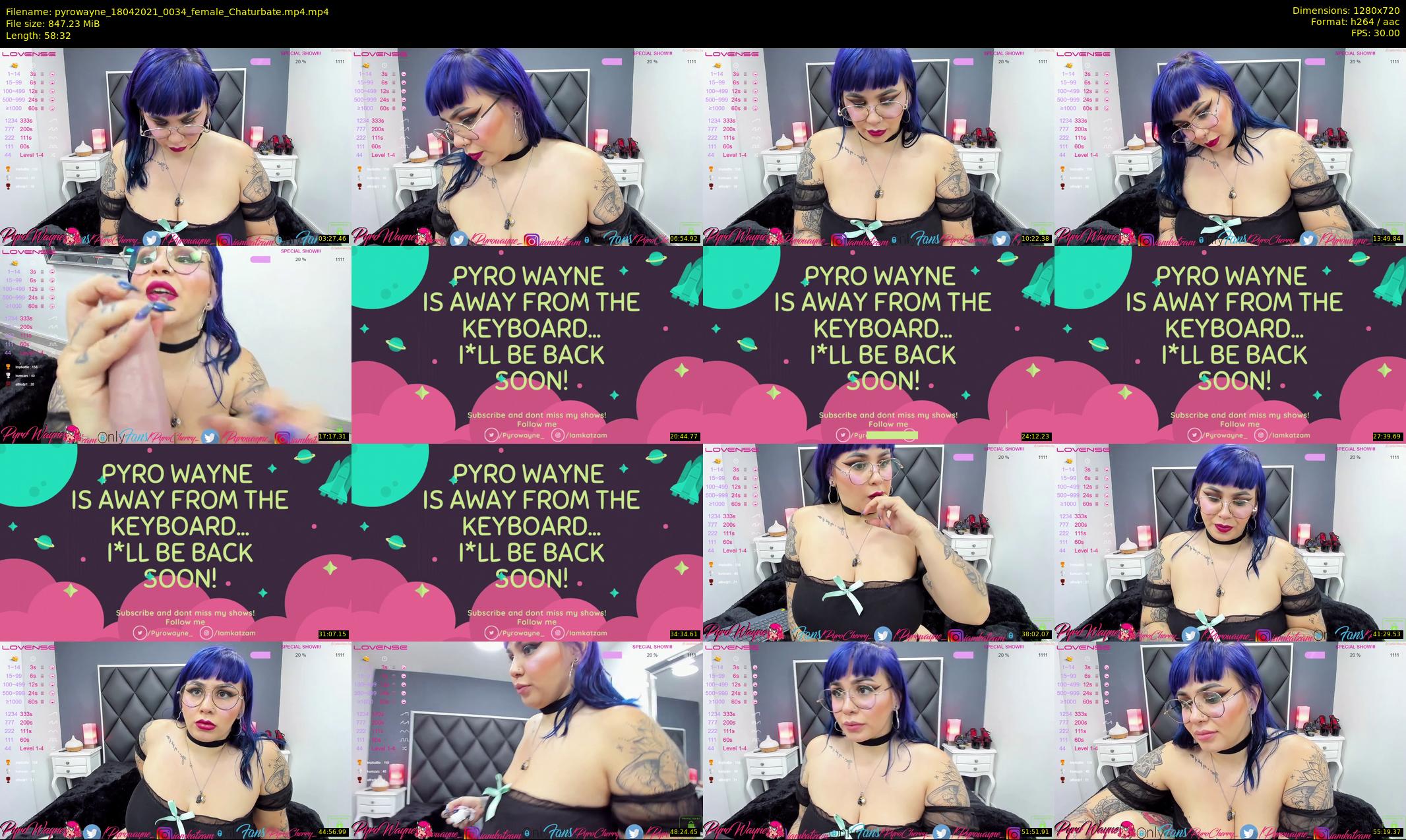 pyrowayne — 59 minute Chaturbate female cam show recording, 720p, Apr 18, 2021