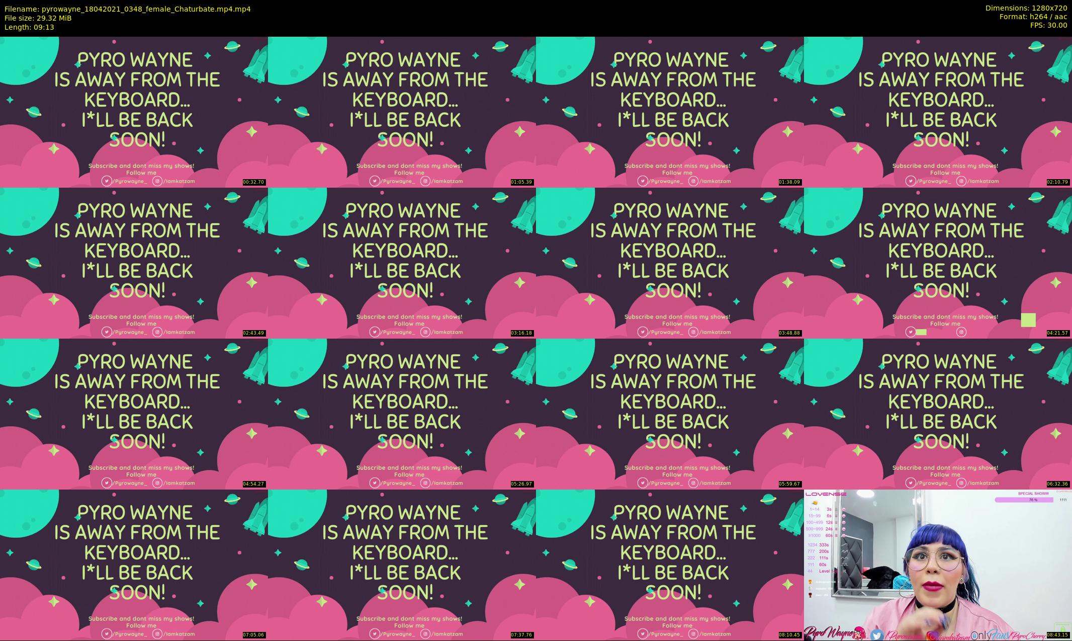 pyrowayne — 10 minute Chaturbate female cam show recording, 720p, Apr 18, 2021