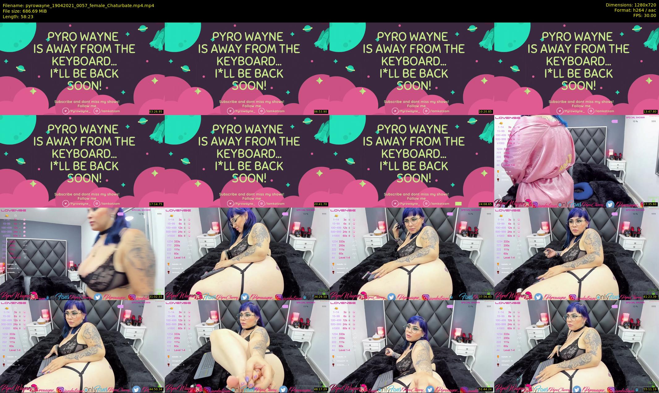 pyrowayne — 59 minute Chaturbate female cam show recording, 720p, Apr 19, 2021