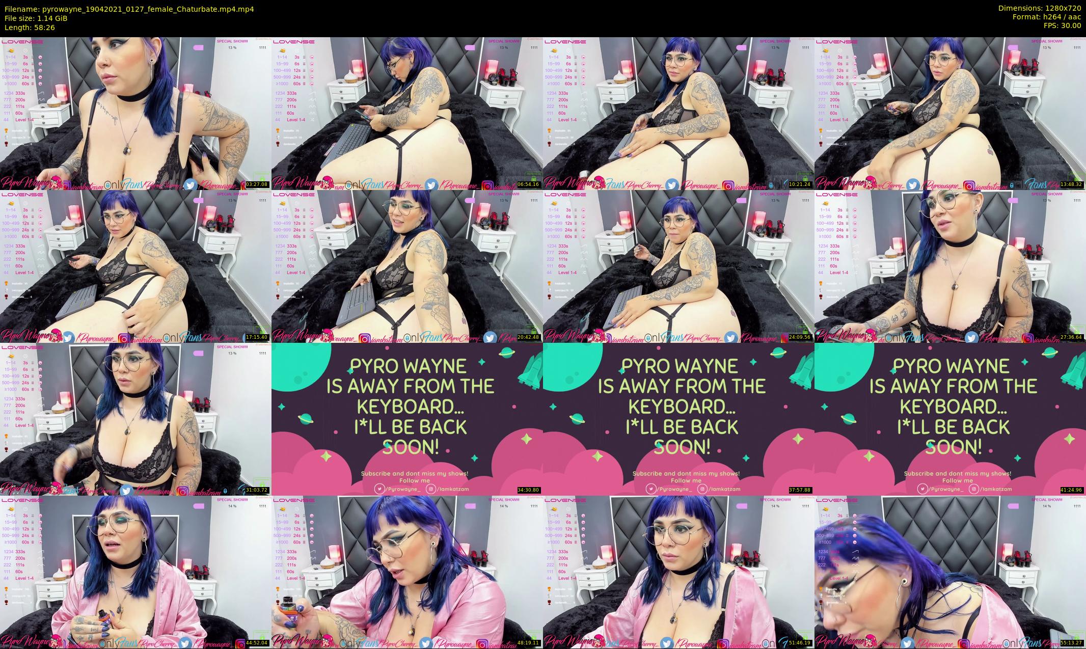 pyrowayne — 59 minute Chaturbate female cam show recording, 720p, Apr 19, 2021