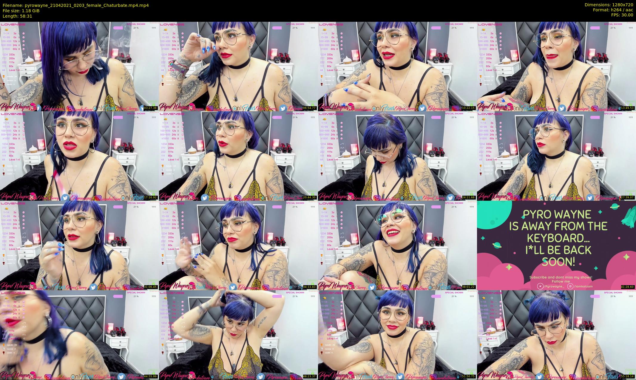 pyrowayne — 59 minute Chaturbate female cam show recording, 720p, Apr 21, 2021