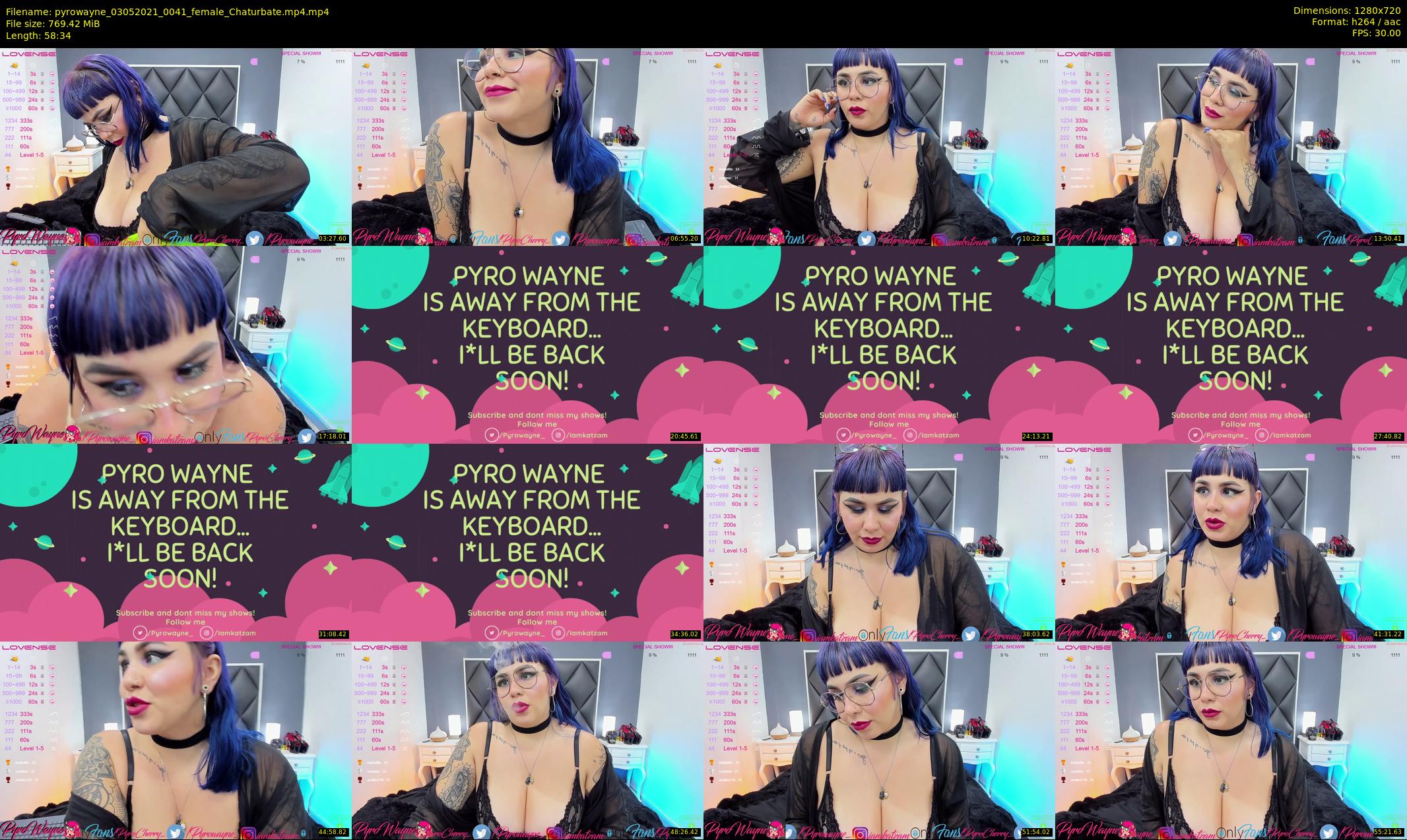pyrowayne — 59 minute Chaturbate female cam show recording, 720p, May 3, 2021