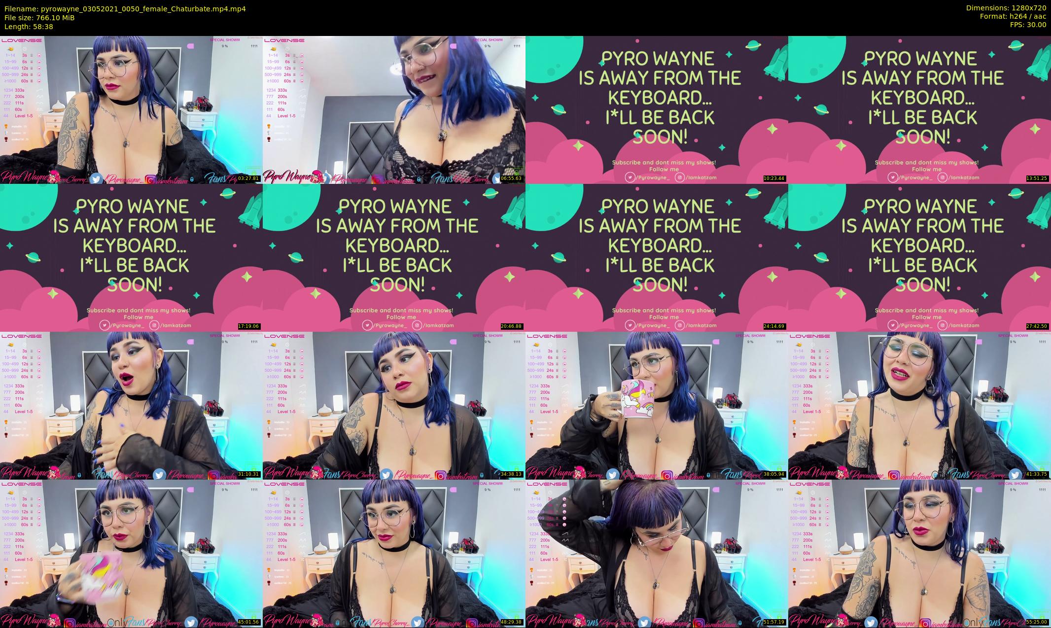 pyrowayne — 59 minute Chaturbate female cam show recording, 720p, May 3, 2021