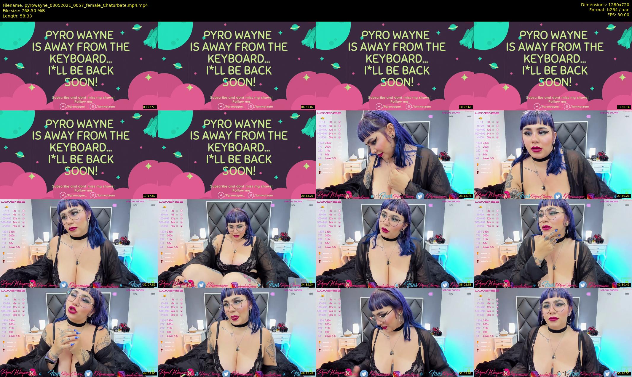 pyrowayne — 59 minute Chaturbate female cam show recording, 720p, May 3, 2021