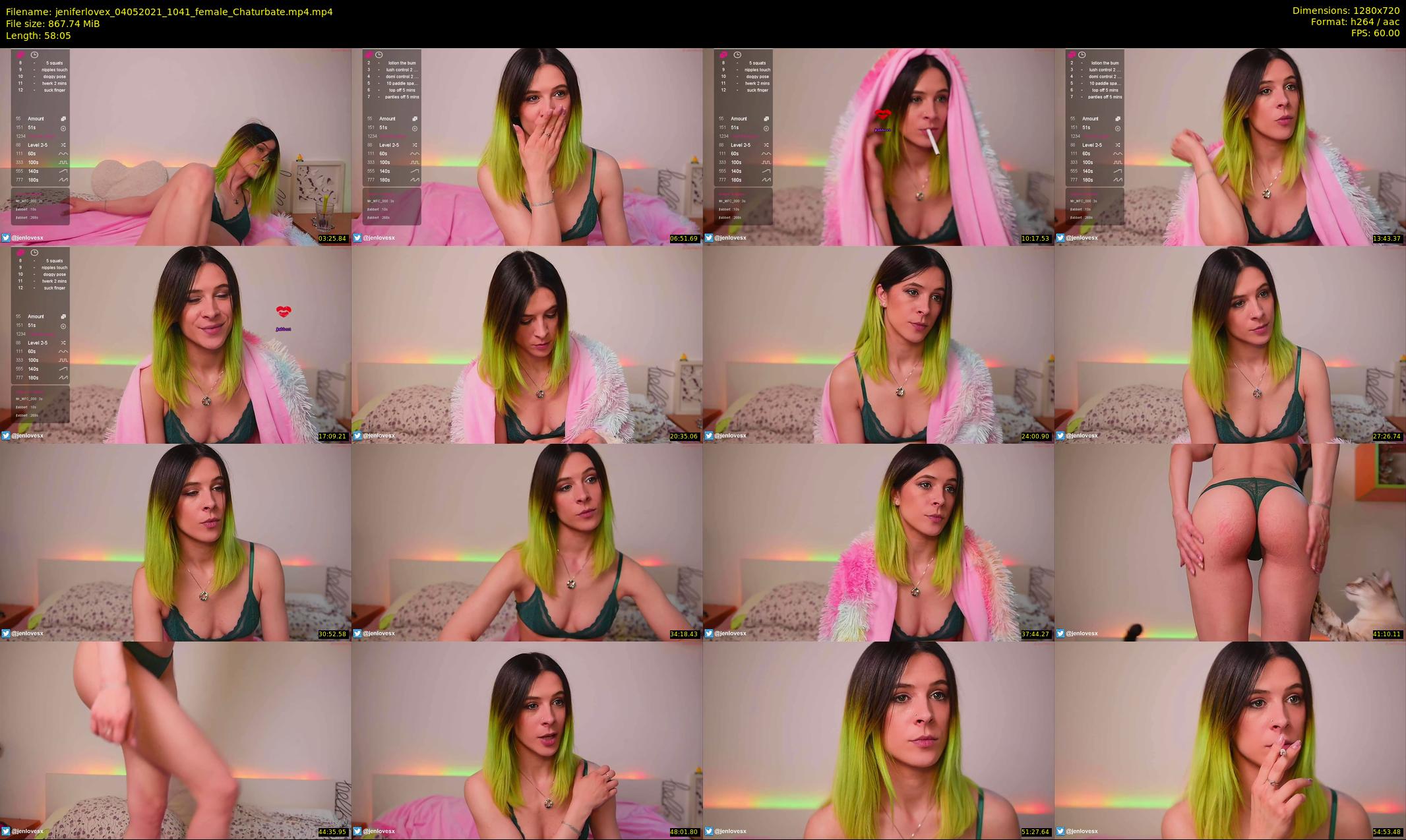 jeniferlovex — 59 minute Chaturbate female cam show recording, 720p, May 4, 2021
