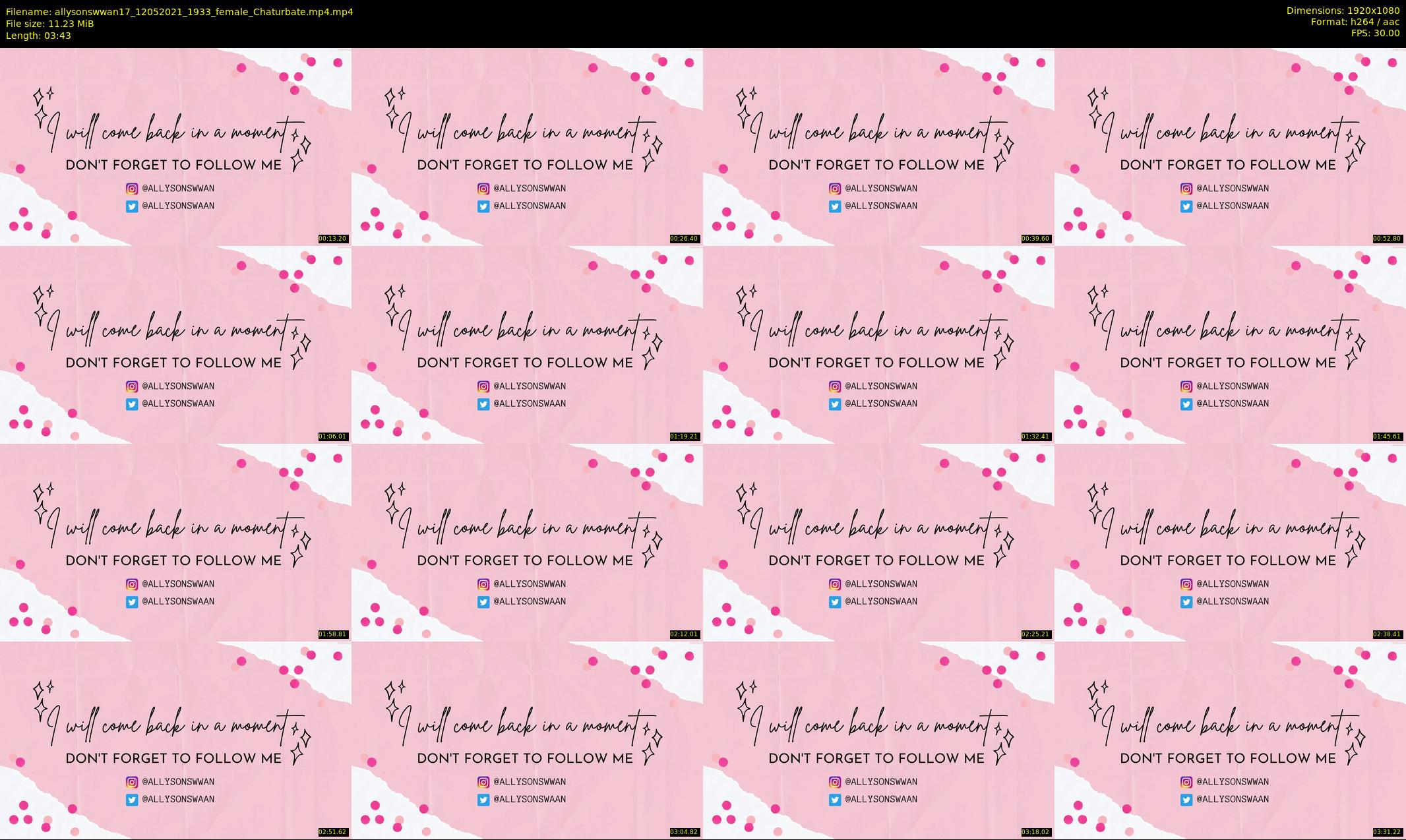 allysonswwan17 — 4 minute Chaturbate female cam show recording, 1080p, May 12, 2021