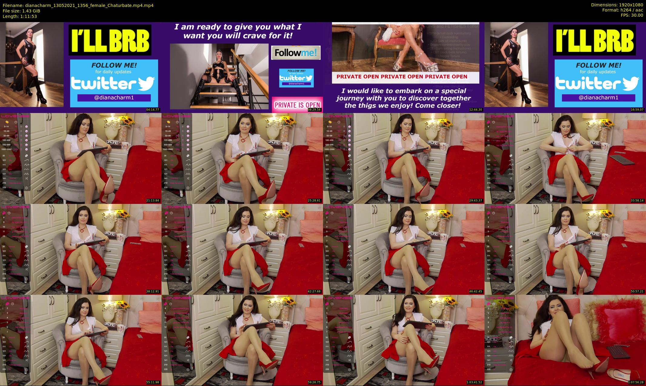 dianacharm — 72 minute Chaturbate female cam show recording, 1080p, May 13, 2021