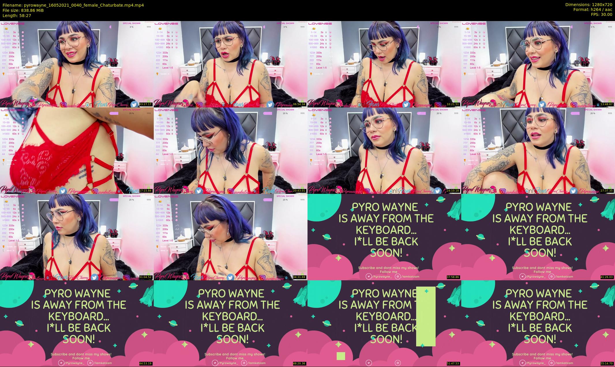 pyrowayne — 59 minute Chaturbate female cam show recording, 720p, May 16, 2021