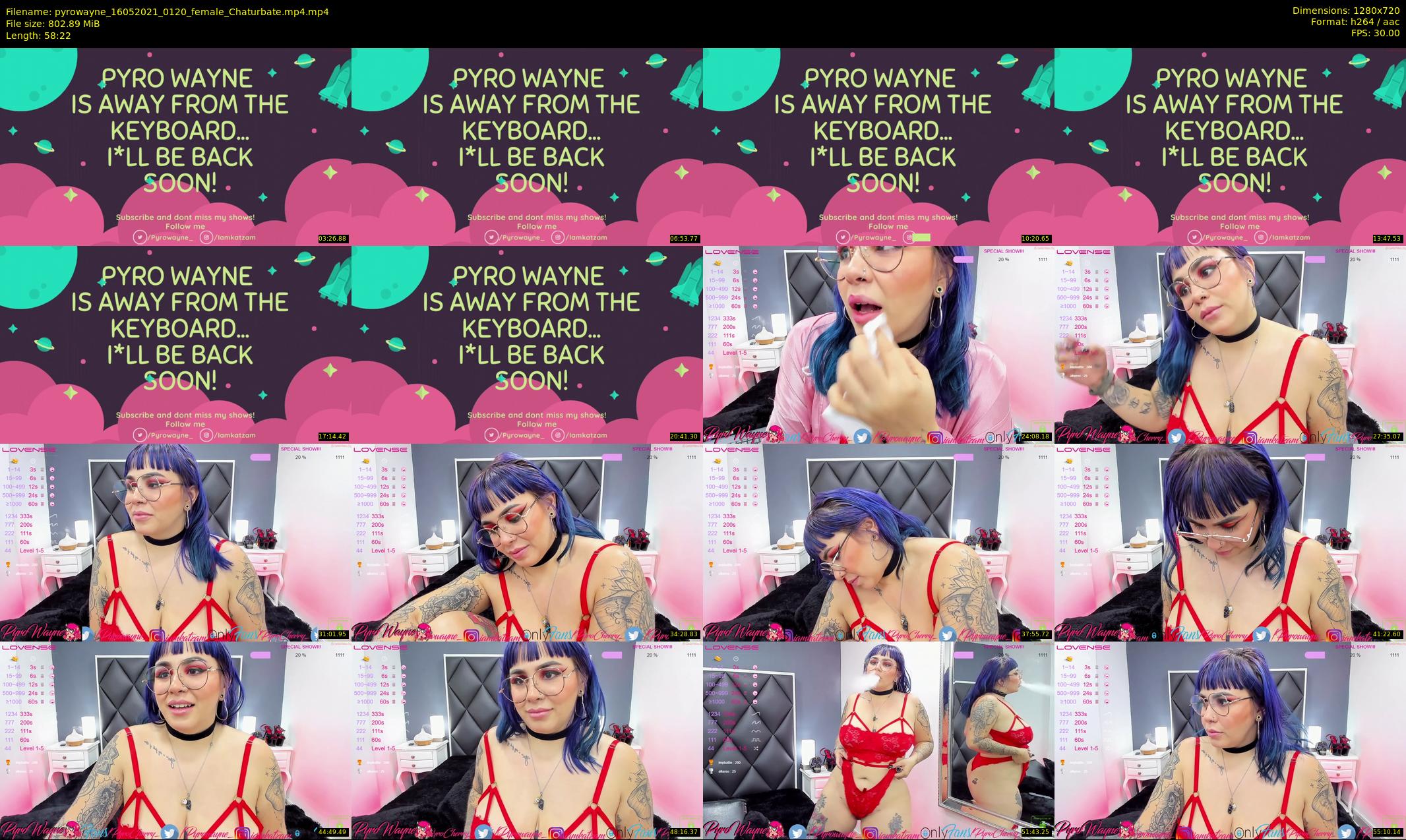 pyrowayne — 59 minute Chaturbate female cam show recording, 720p, May 16, 2021