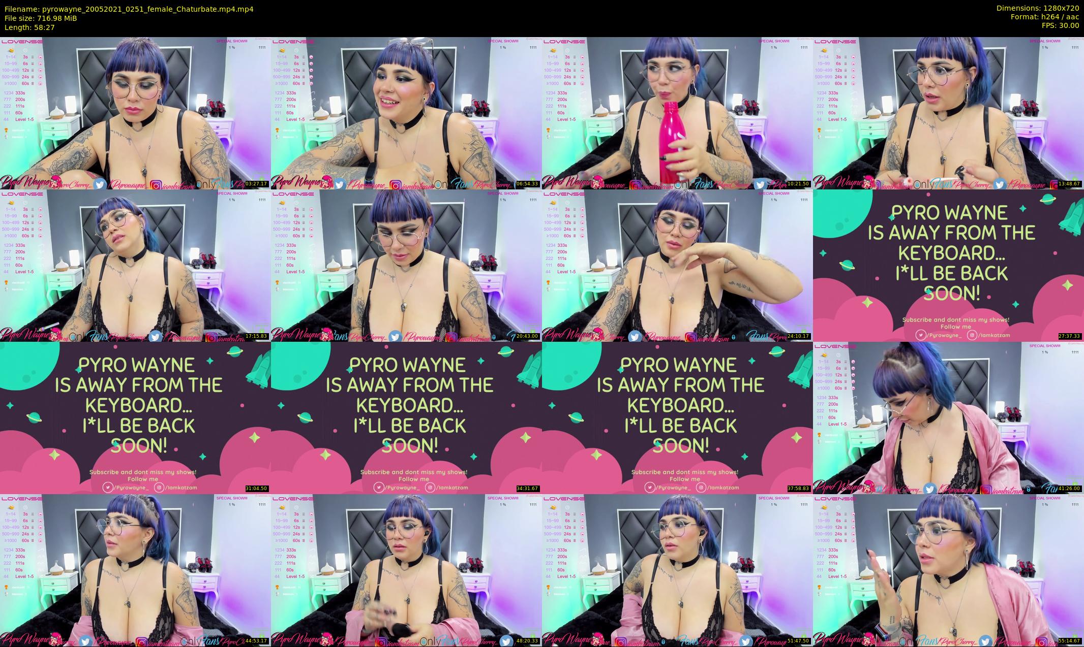 pyrowayne — 59 minute Chaturbate female cam show recording, 720p, May 20, 2021
