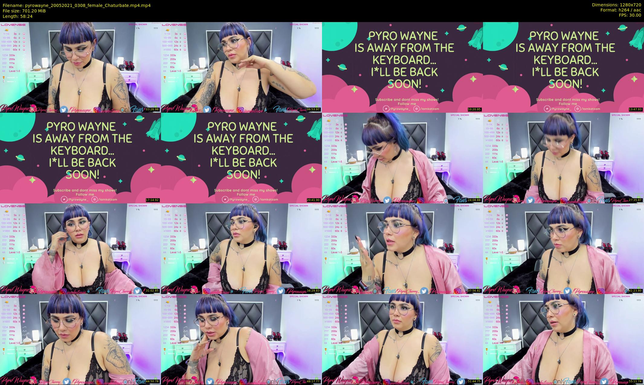 pyrowayne — 59 minute Chaturbate female cam show recording, 720p, May 20, 2021