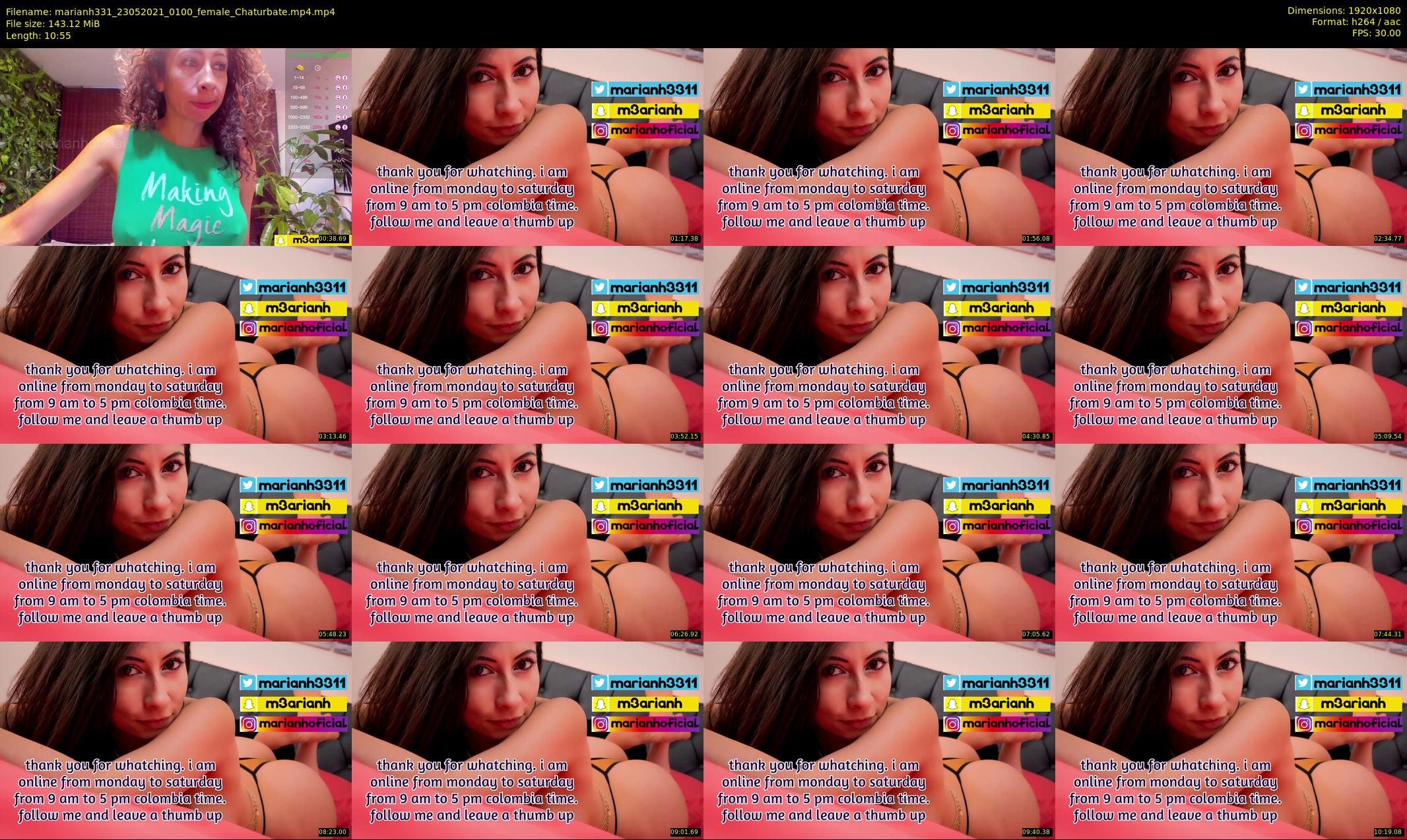 marianh331 — 11 minute Chaturbate female cam show recording, 1080p, May 23, 2021