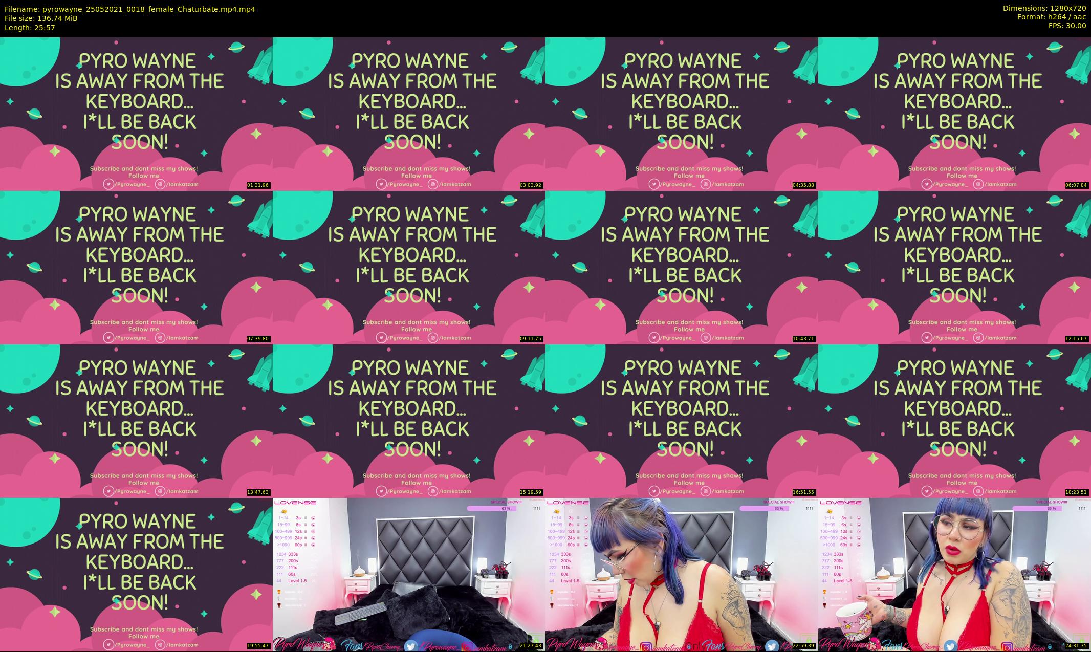 pyrowayne — 26 minute Chaturbate female cam show recording, 720p, May 25, 2021