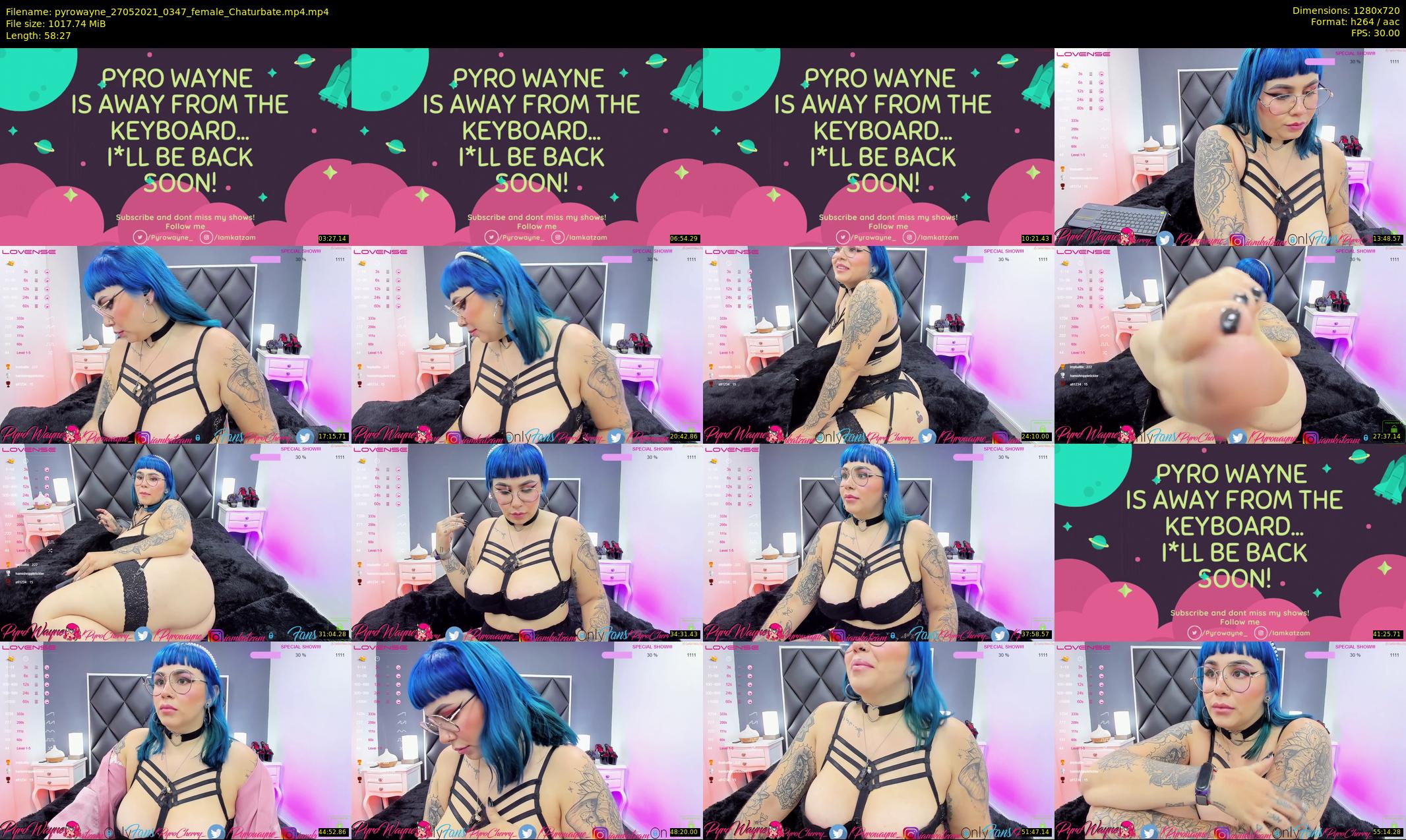 pyrowayne — 59 minute Chaturbate female cam show recording, 720p, May 27, 2021