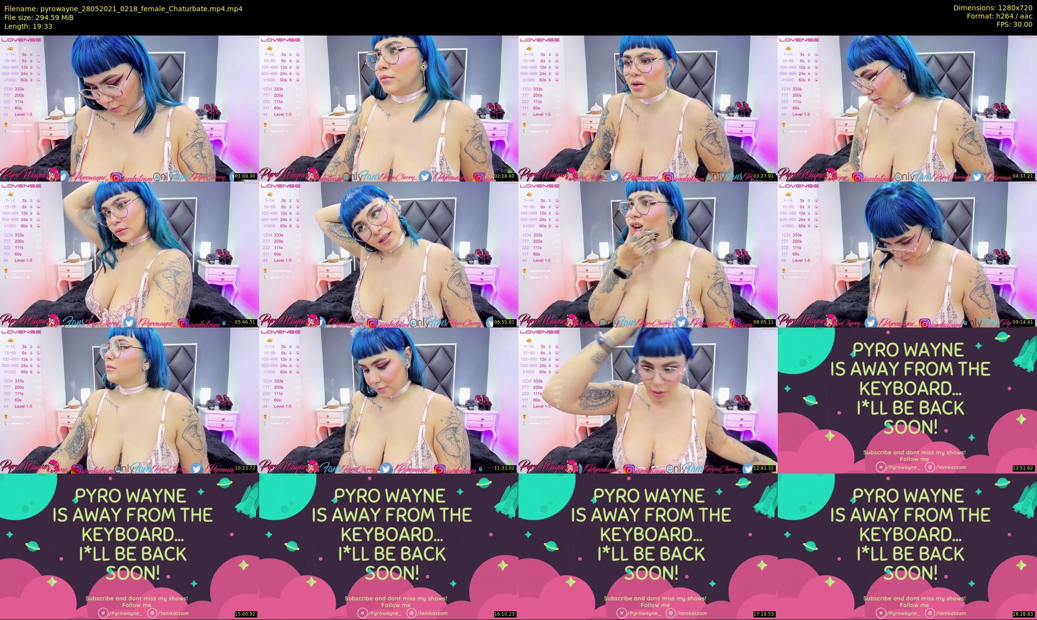 pyrowayne — 20 minute Chaturbate female cam show recording, 720p, May 28, 2021