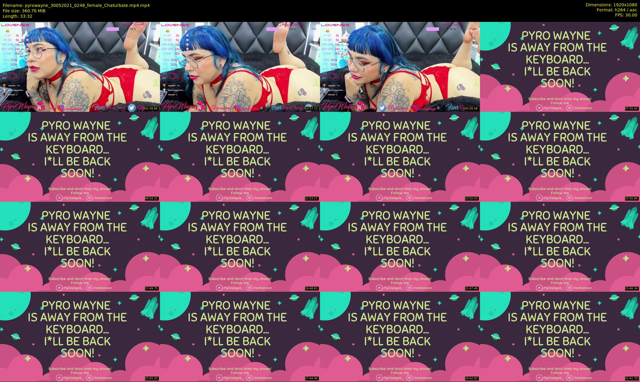 pyrowayne — 34 minute Chaturbate female cam show recording, 1080p, May 30, 2021
