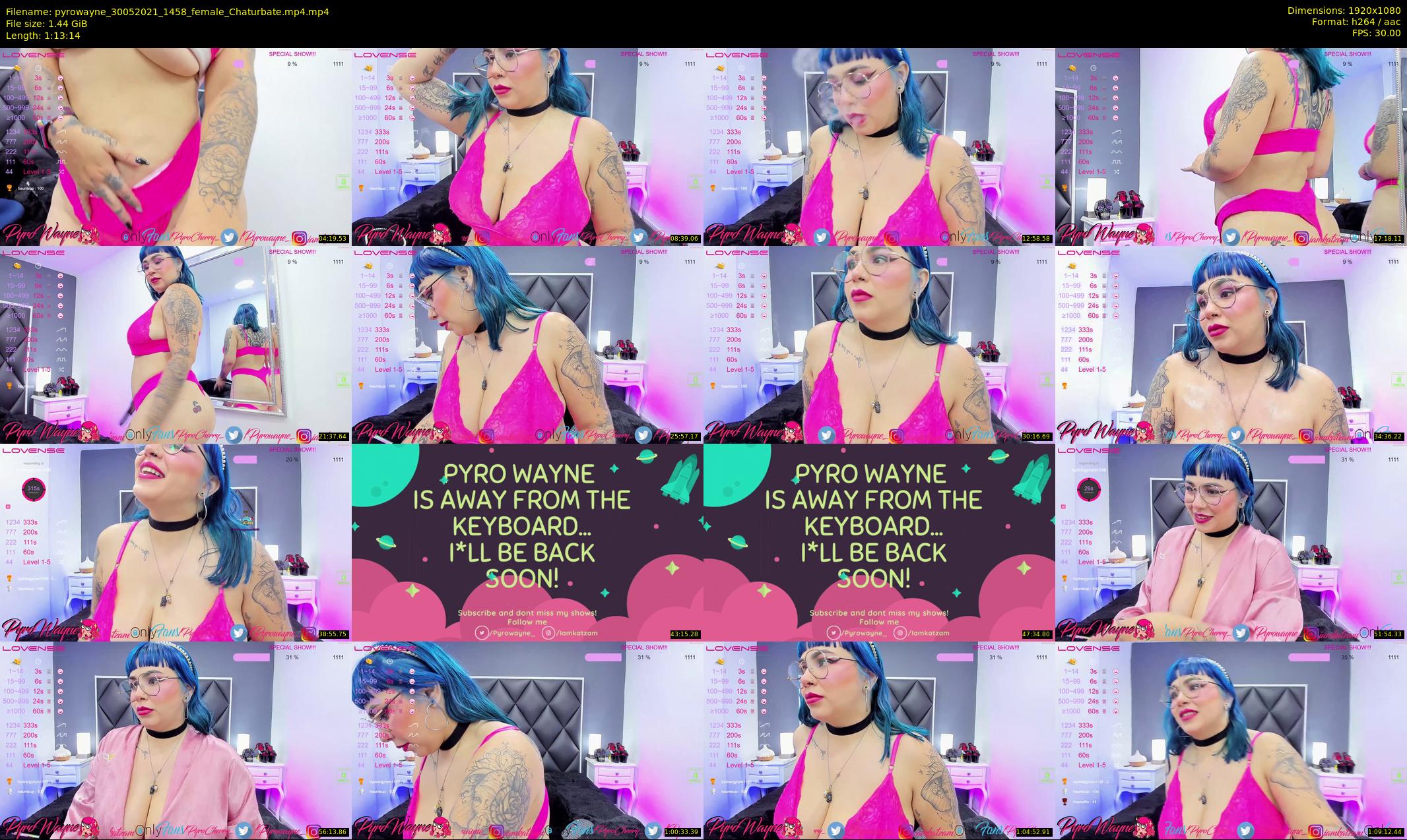pyrowayne — 74 minute Chaturbate female cam show recording, 1080p, May 30, 2021