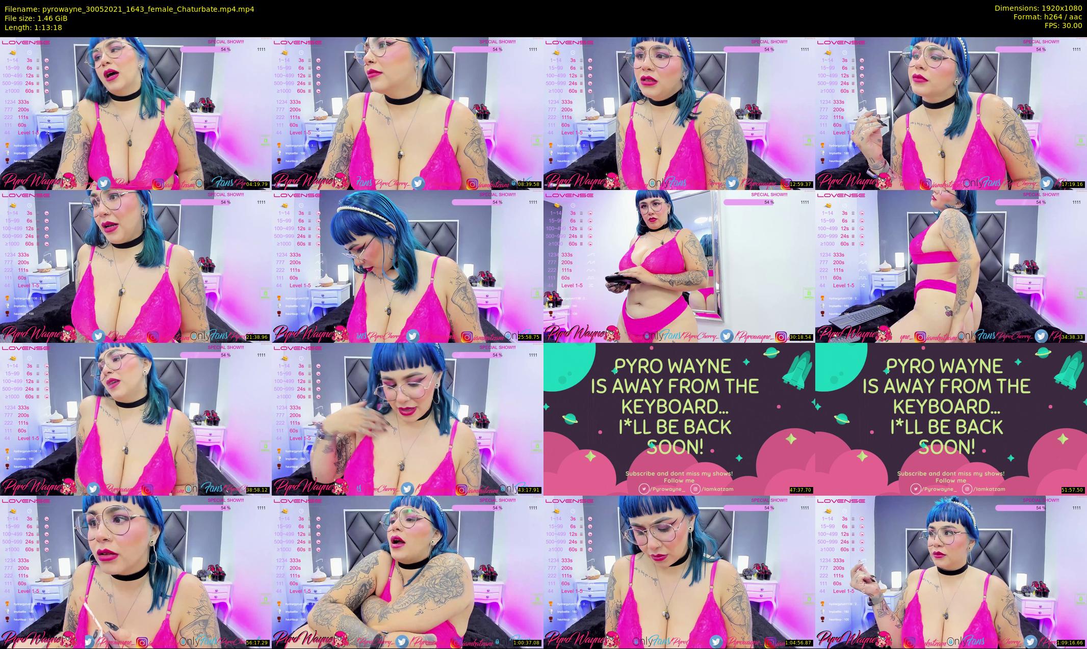 pyrowayne — 74 minute Chaturbate female cam show recording, 1080p, May 30, 2021