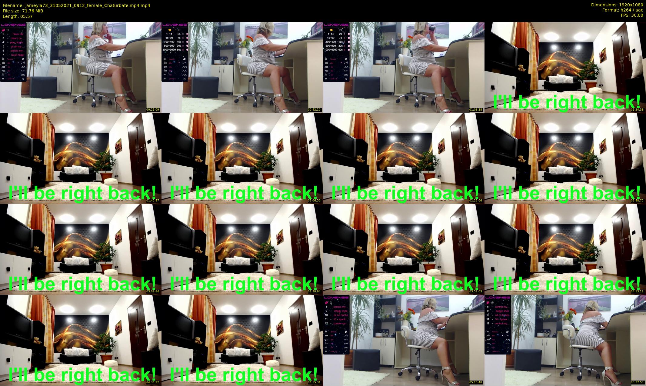 jameyla73 — 6 minute Chaturbate female cam show recording, 1080p, May 31, 2021