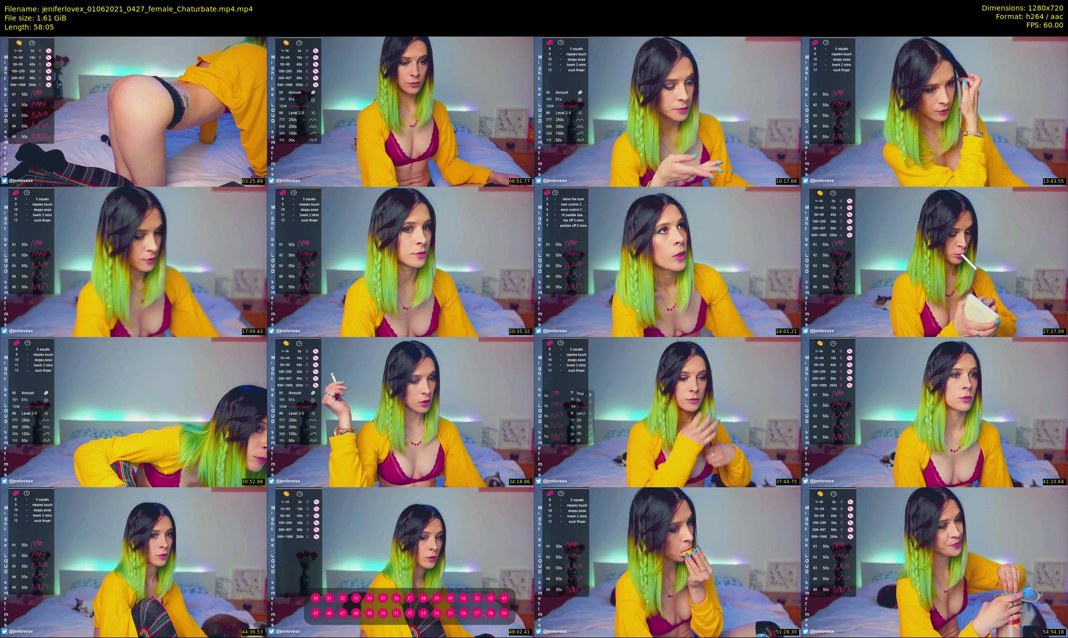 jeniferlovex — 59 minute Chaturbate female cam show recording, 720p, Jun 1, 2021