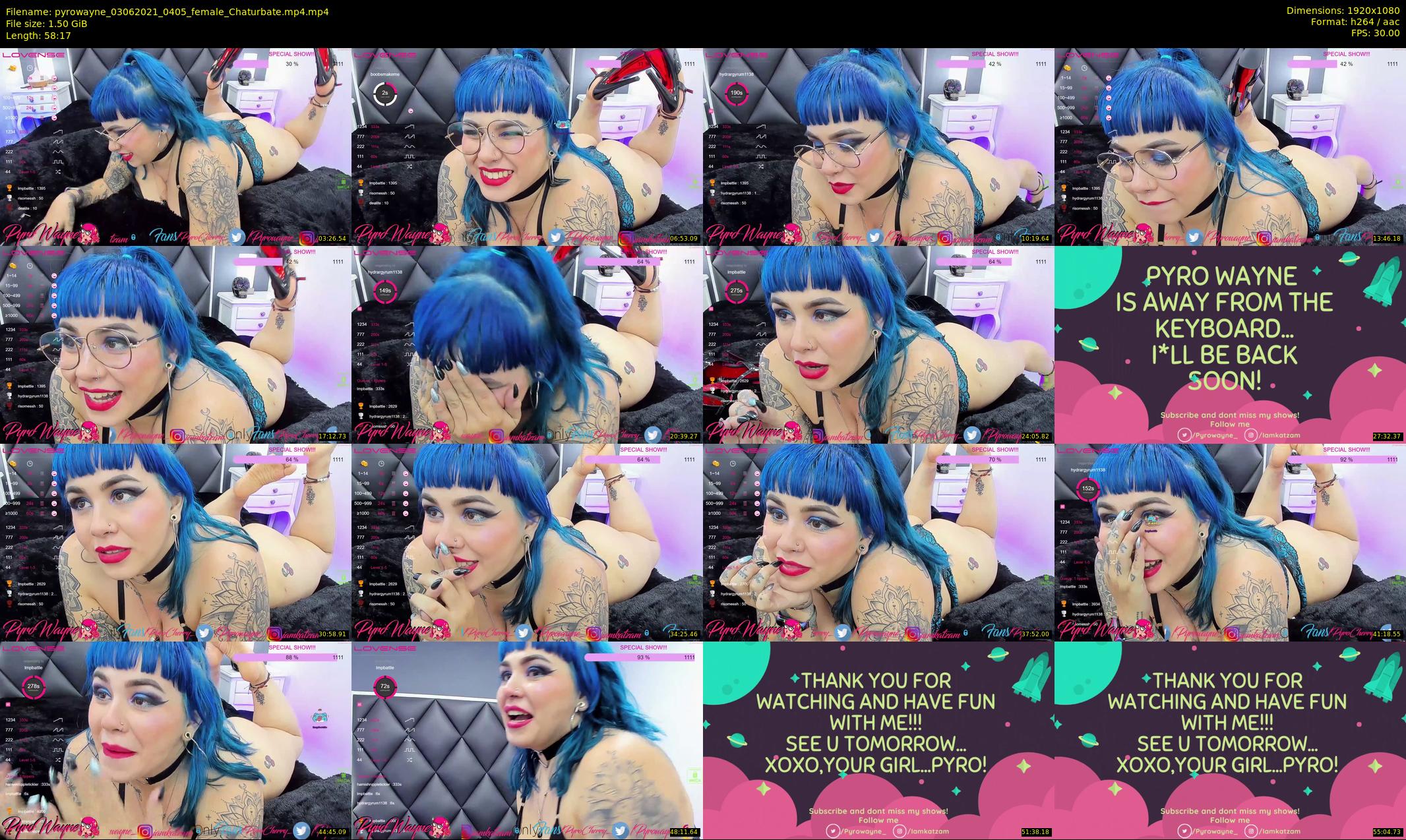 pyrowayne — 59 minute Chaturbate female cam show recording, 1080p, Jun 3, 2021