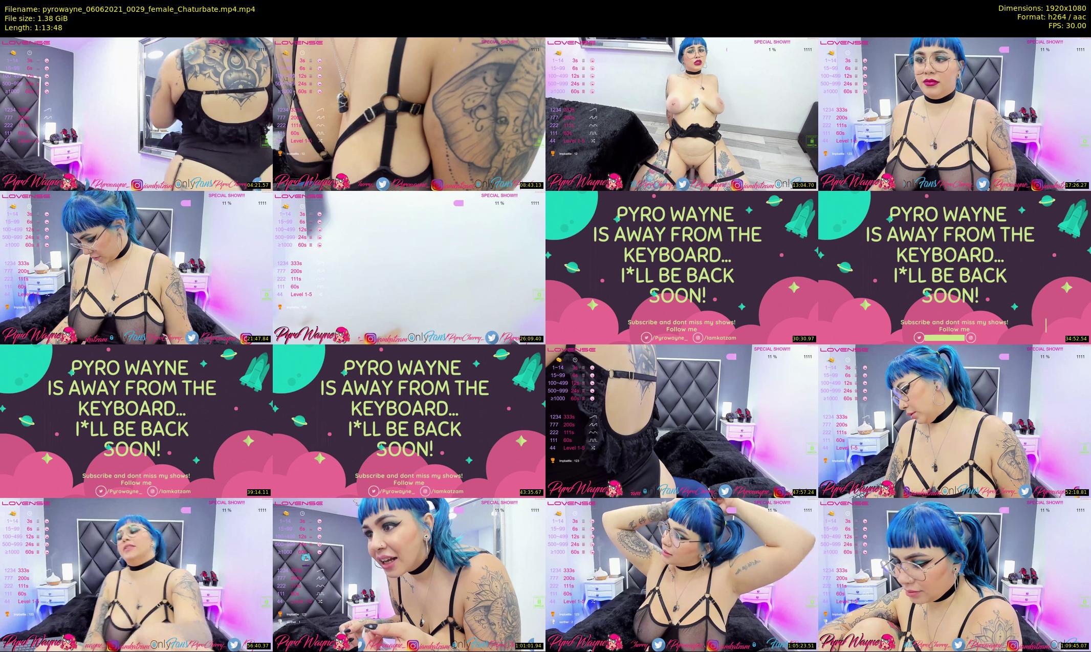 pyrowayne — 74 minute Chaturbate female cam show recording, 1080p, Jun 6, 2021