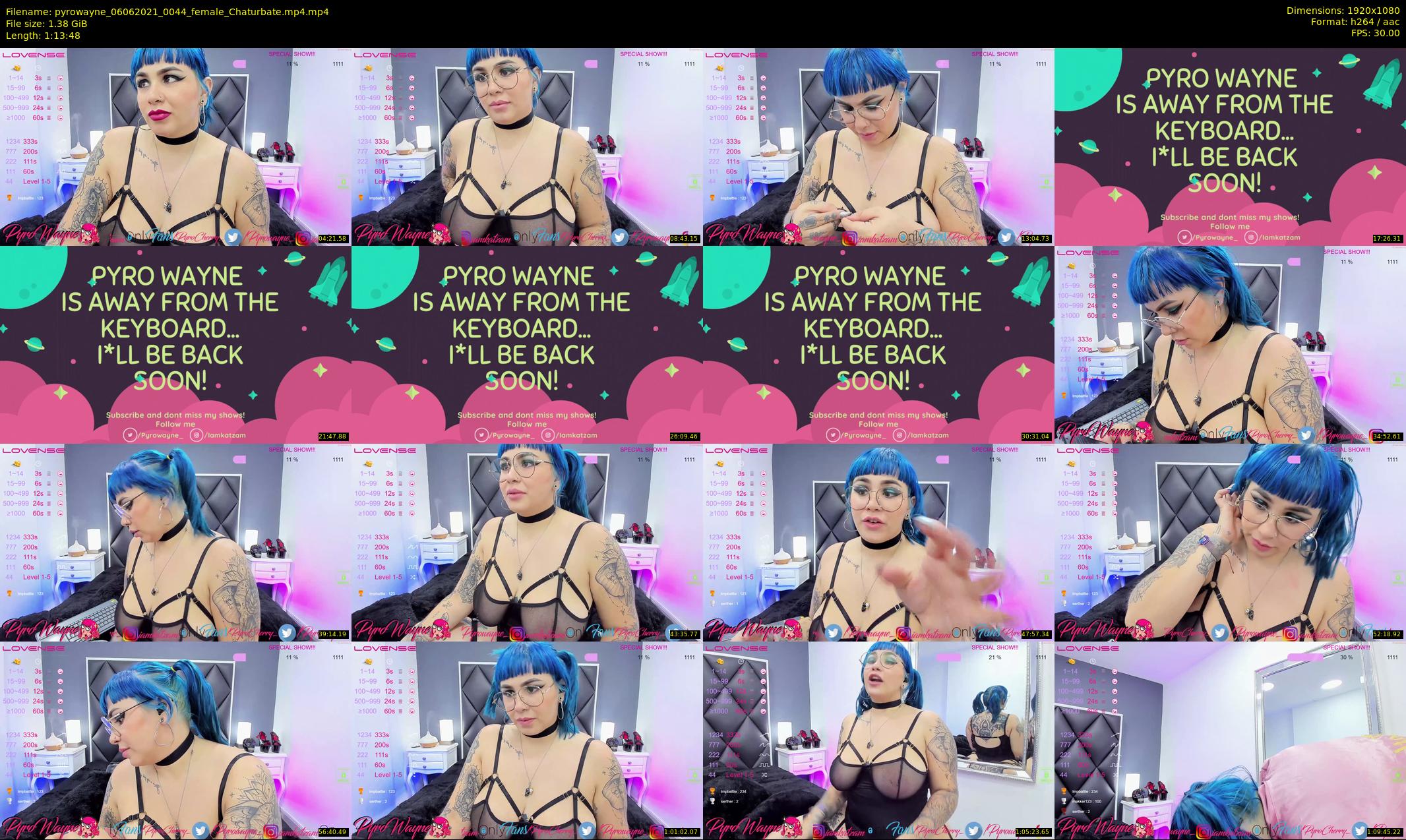 pyrowayne — 74 minute Chaturbate female cam show recording, 1080p, Jun 6, 2021