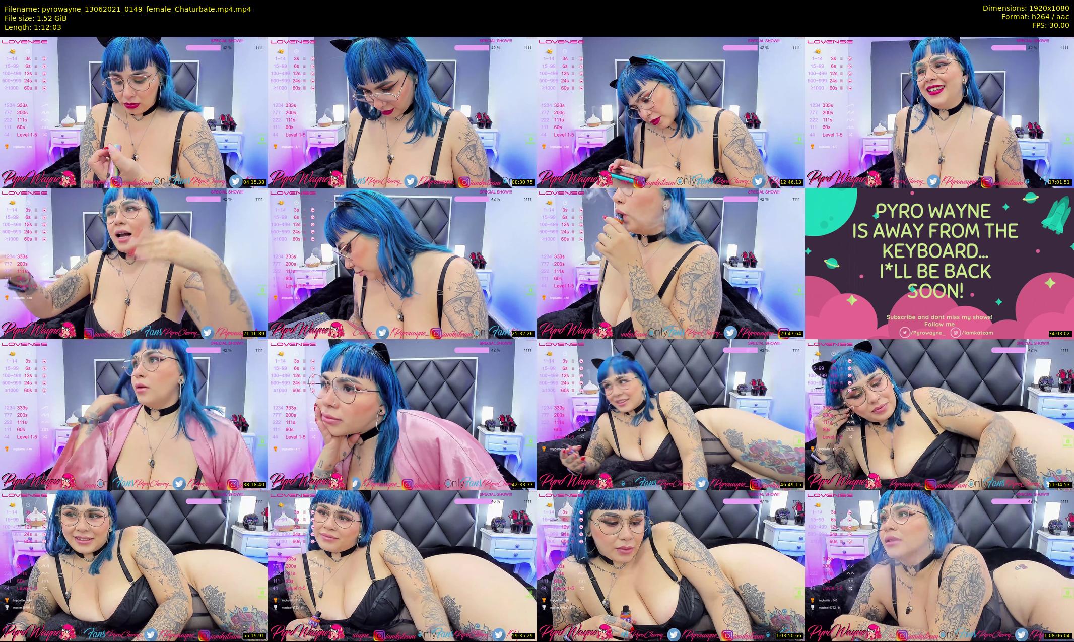 pyrowayne — 73 minute Chaturbate female cam show recording, 1080p, Jun 13, 2021