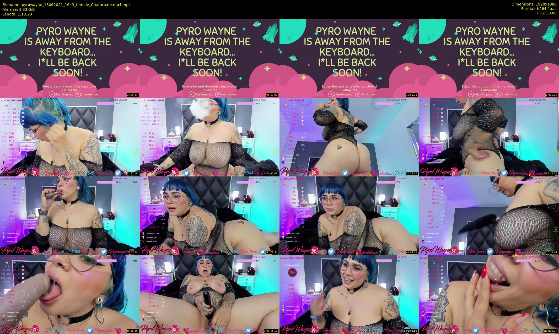 pyrowayne — 74 minute Chaturbate female cam show recording, 1080p, Jun 13, 2021