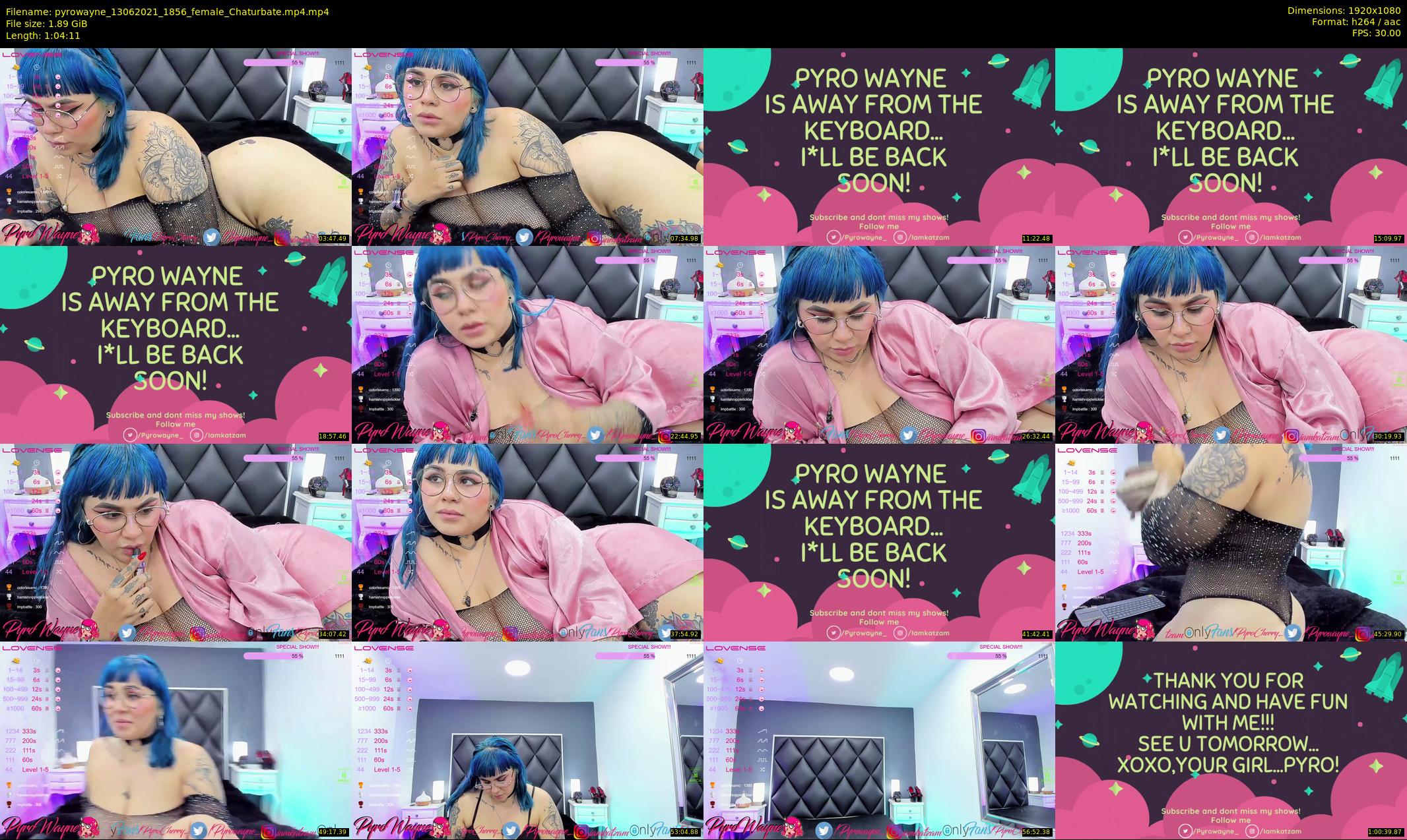 pyrowayne — 65 minute Chaturbate female cam show recording, 1080p, Jun 13, 2021