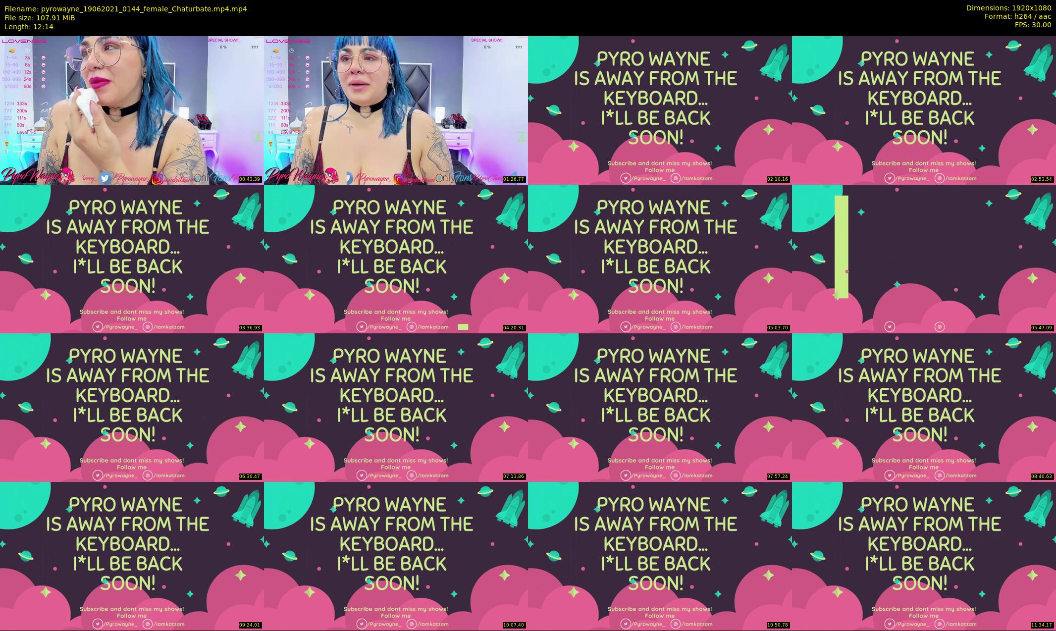 pyrowayne — 13 minute Chaturbate female cam show recording, 1080p, Jun 19, 2021
