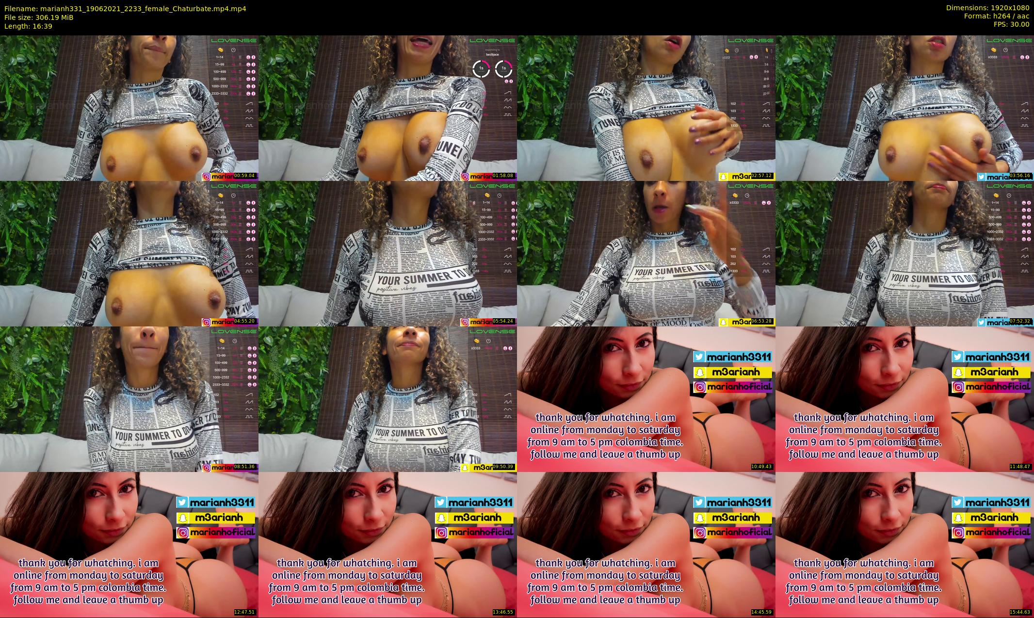 marianh331 — 17 minute Chaturbate female cam show recording, 1080p, Jun 19, 2021