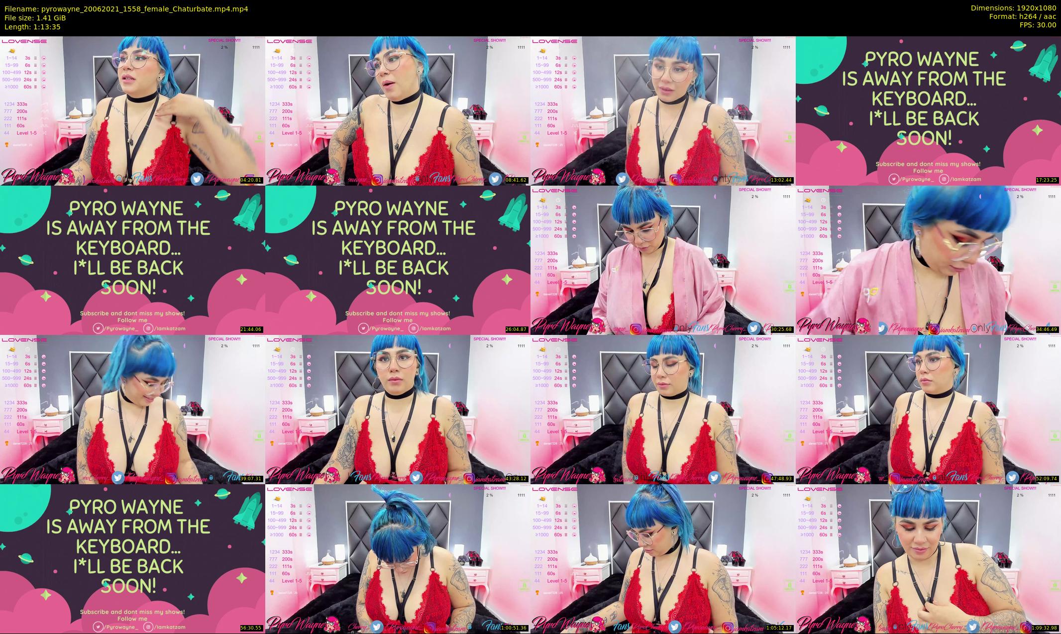 pyrowayne — 74 minute Chaturbate female cam show recording, 1080p, Jun 20, 2021