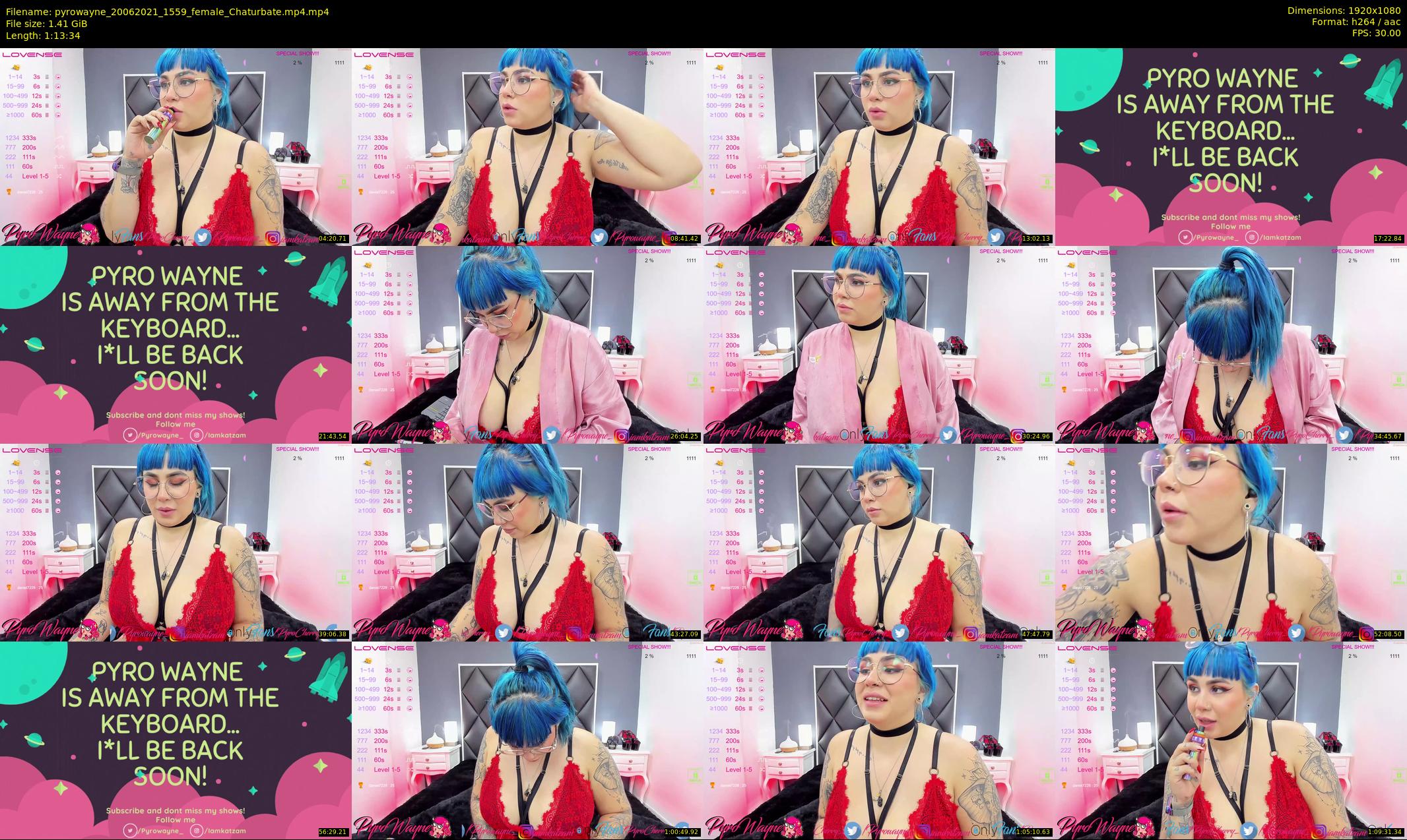 pyrowayne — 74 minute Chaturbate female cam show recording, 1080p, Jun 20, 2021