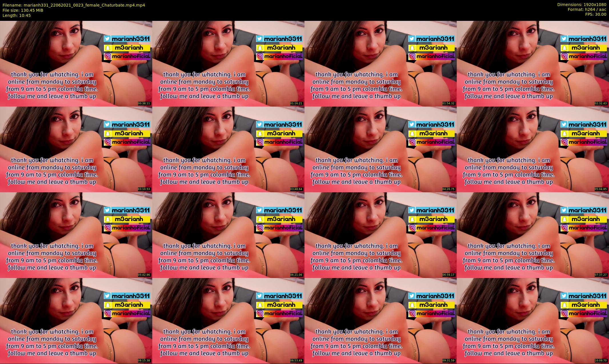 marianh331 — 11 minute Chaturbate female cam show recording, 1080p, Jun 22, 2021