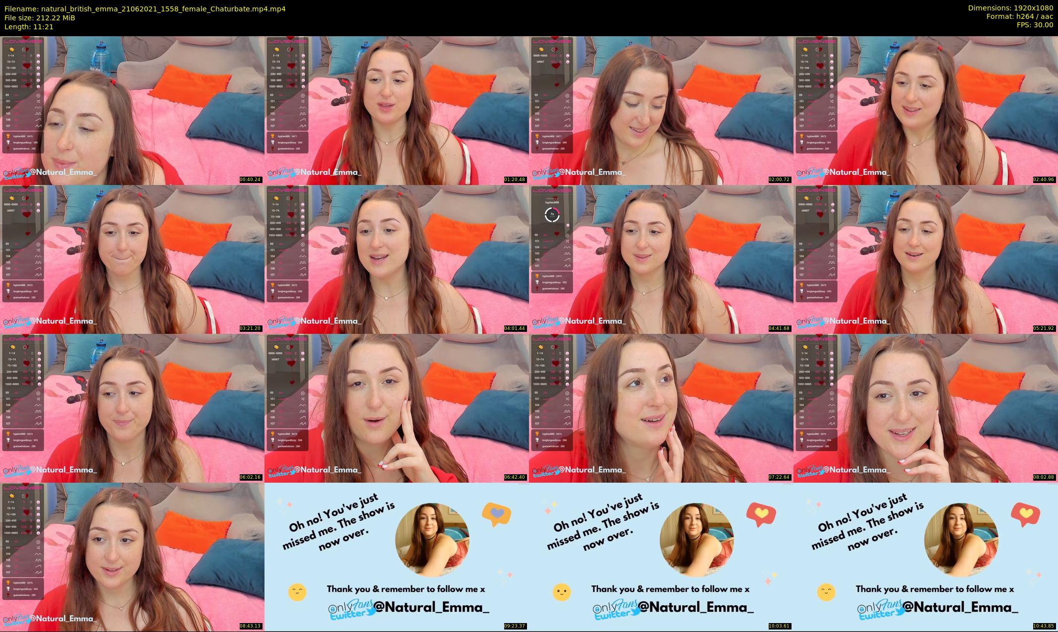 natural_british_emma — 12 minute Chaturbate female cam show recording, 1080p, Jun 21, 2021
