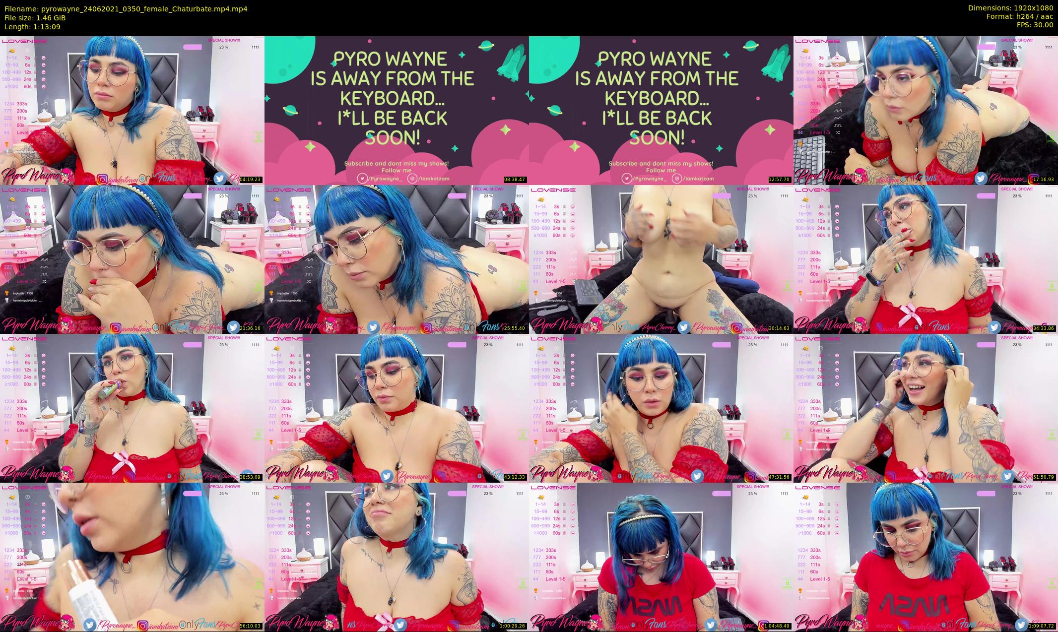 pyrowayne — 74 minute Chaturbate female cam show recording, 1080p, Jun 24, 2021