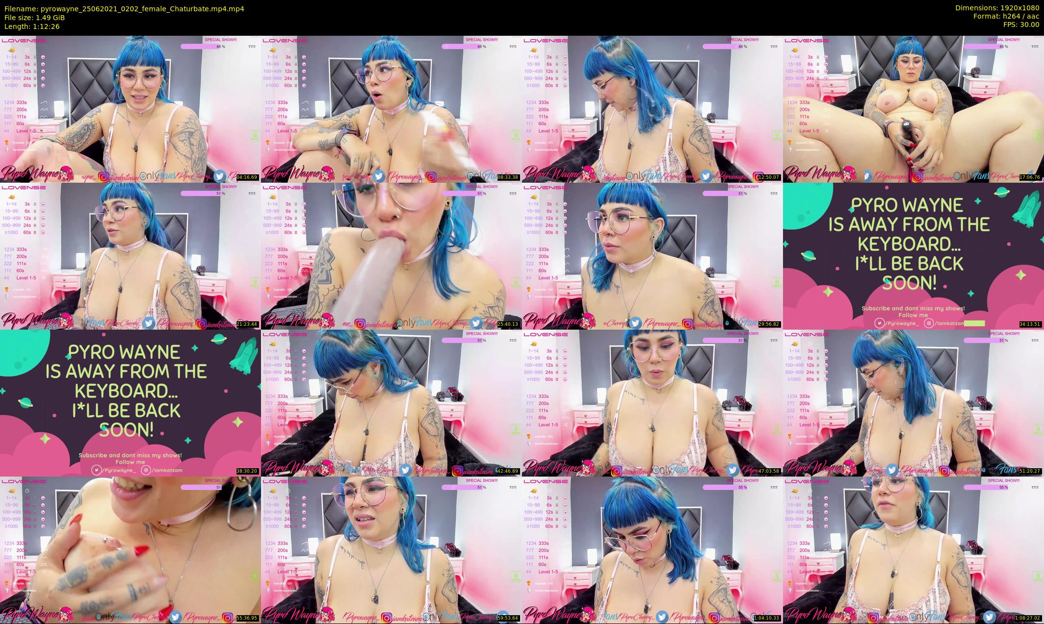 pyrowayne — 73 minute Chaturbate female cam show recording, 1080p, Jun 25, 2021