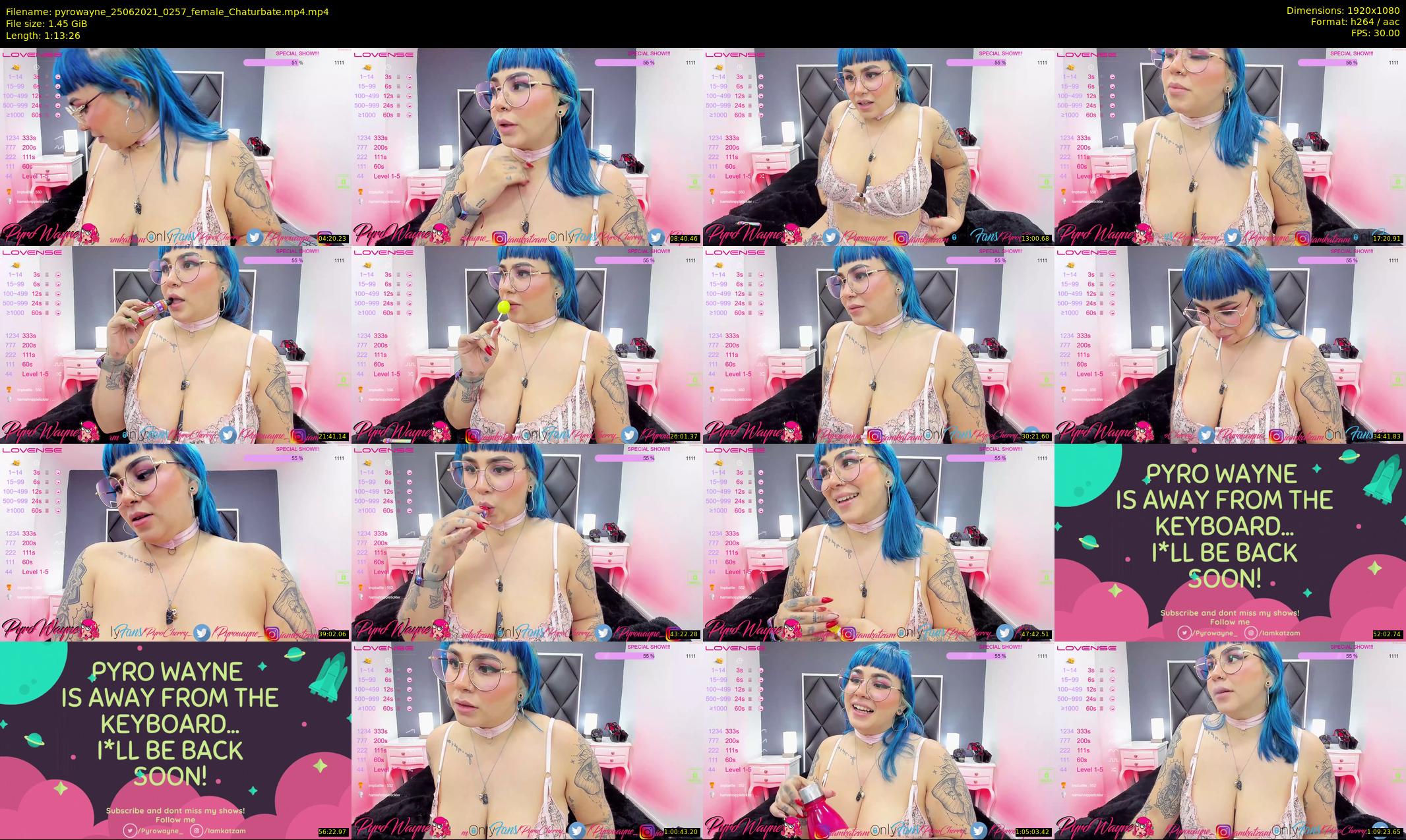 pyrowayne — 74 minute Chaturbate female cam show recording, 1080p, Jun 25, 2021