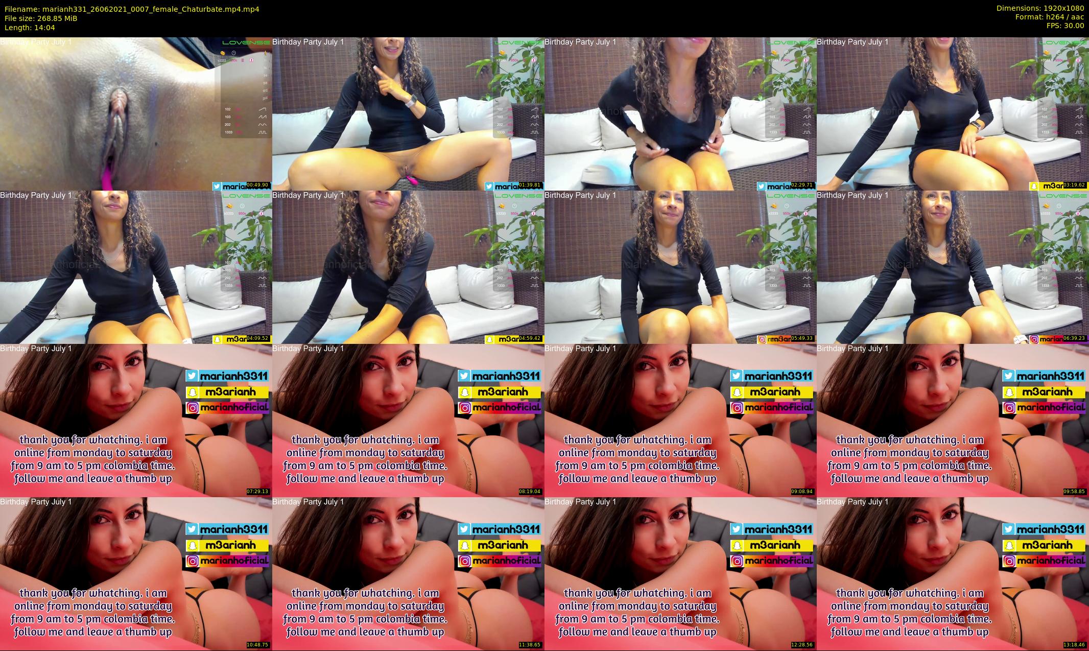 marianh331 — 15 minute Chaturbate female cam show recording, 1080p, Jun 26, 2021