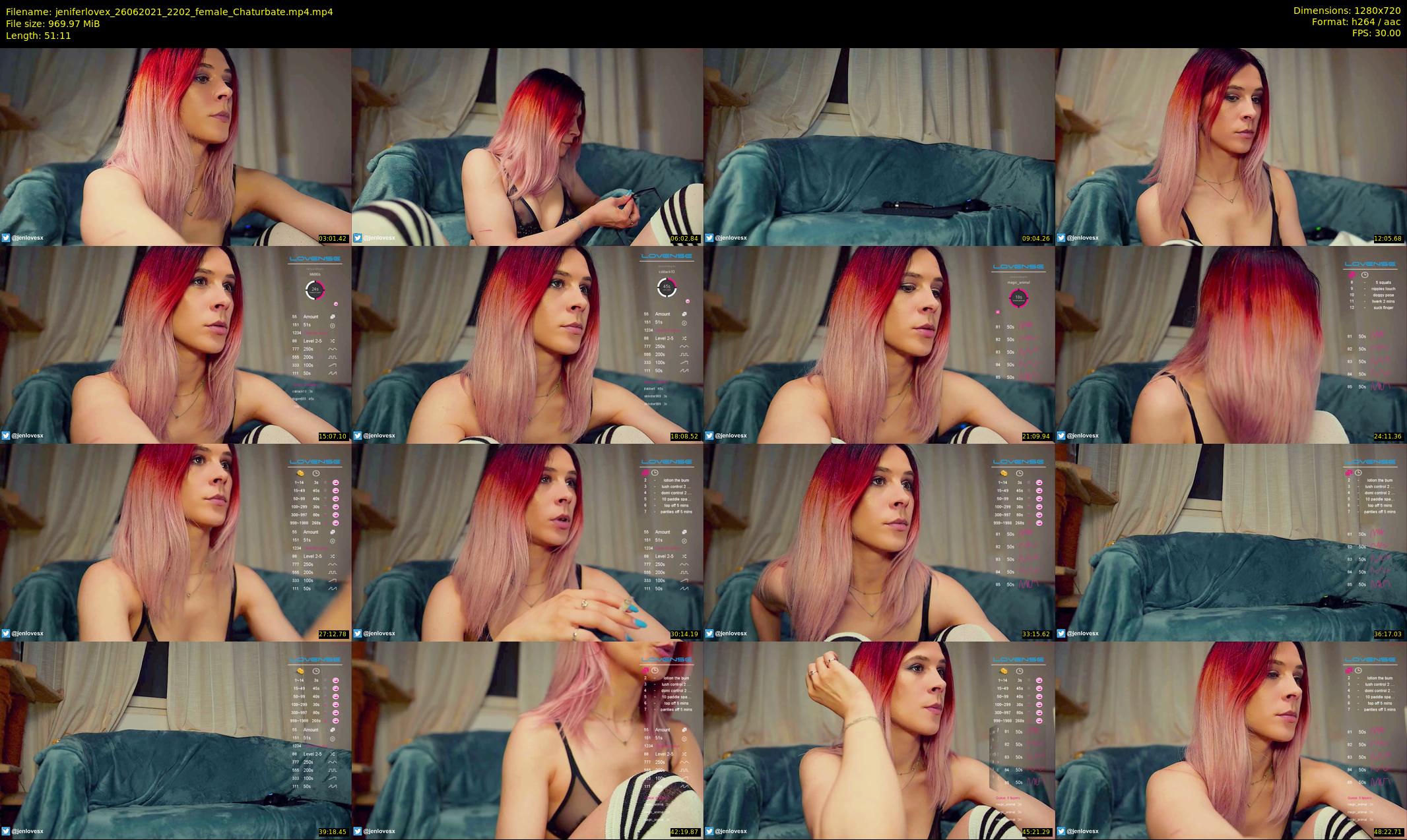 jeniferlovex — 52 minute Chaturbate female cam show recording, 720p, Jun 26, 2021