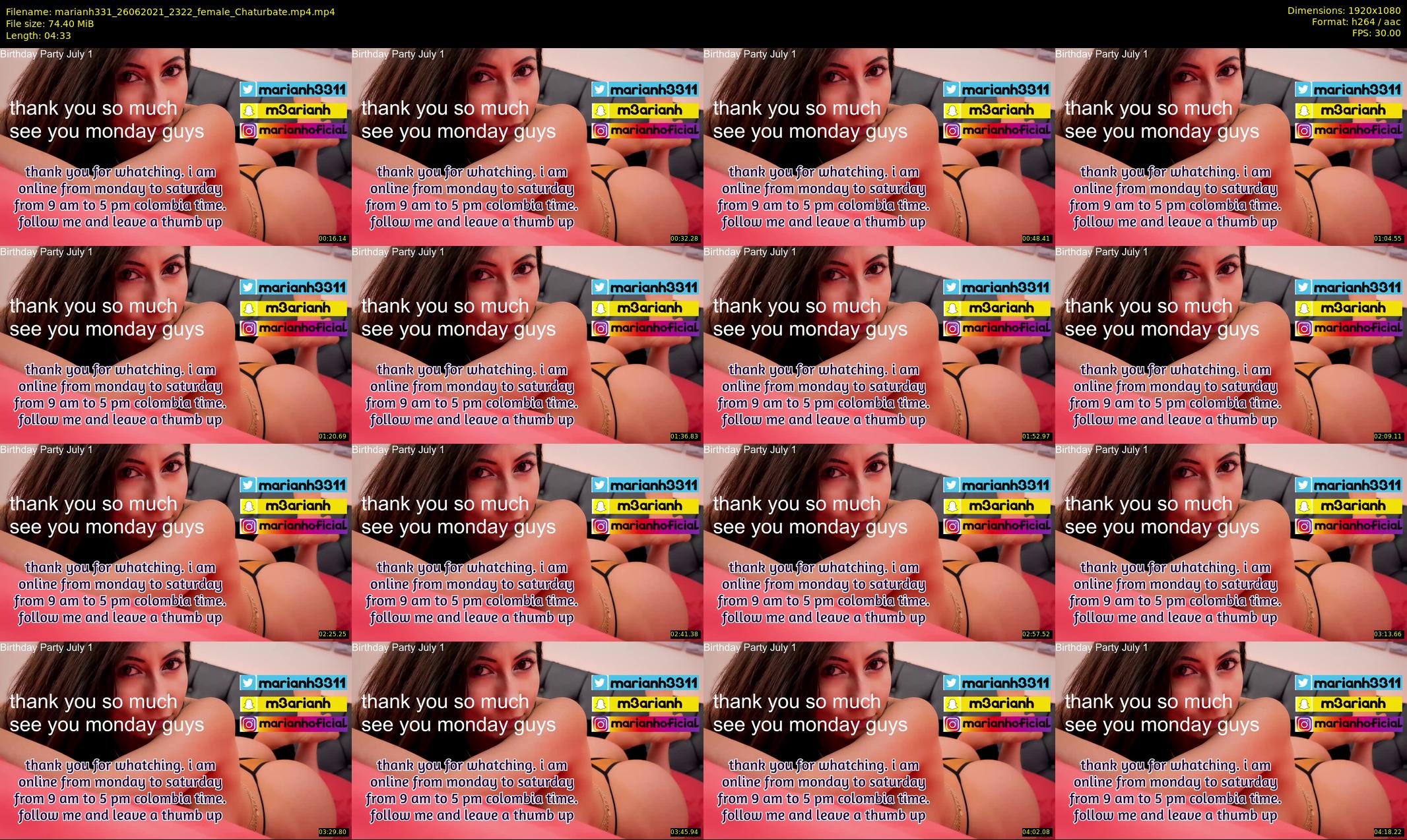 marianh331 — 5 minute Chaturbate female cam show recording, 1080p, Jun 26, 2021