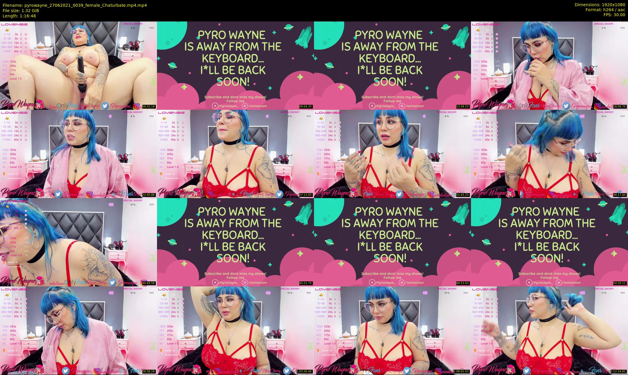 pyrowayne — 77 minute Chaturbate female cam show recording, 1080p, Jun 27, 2021