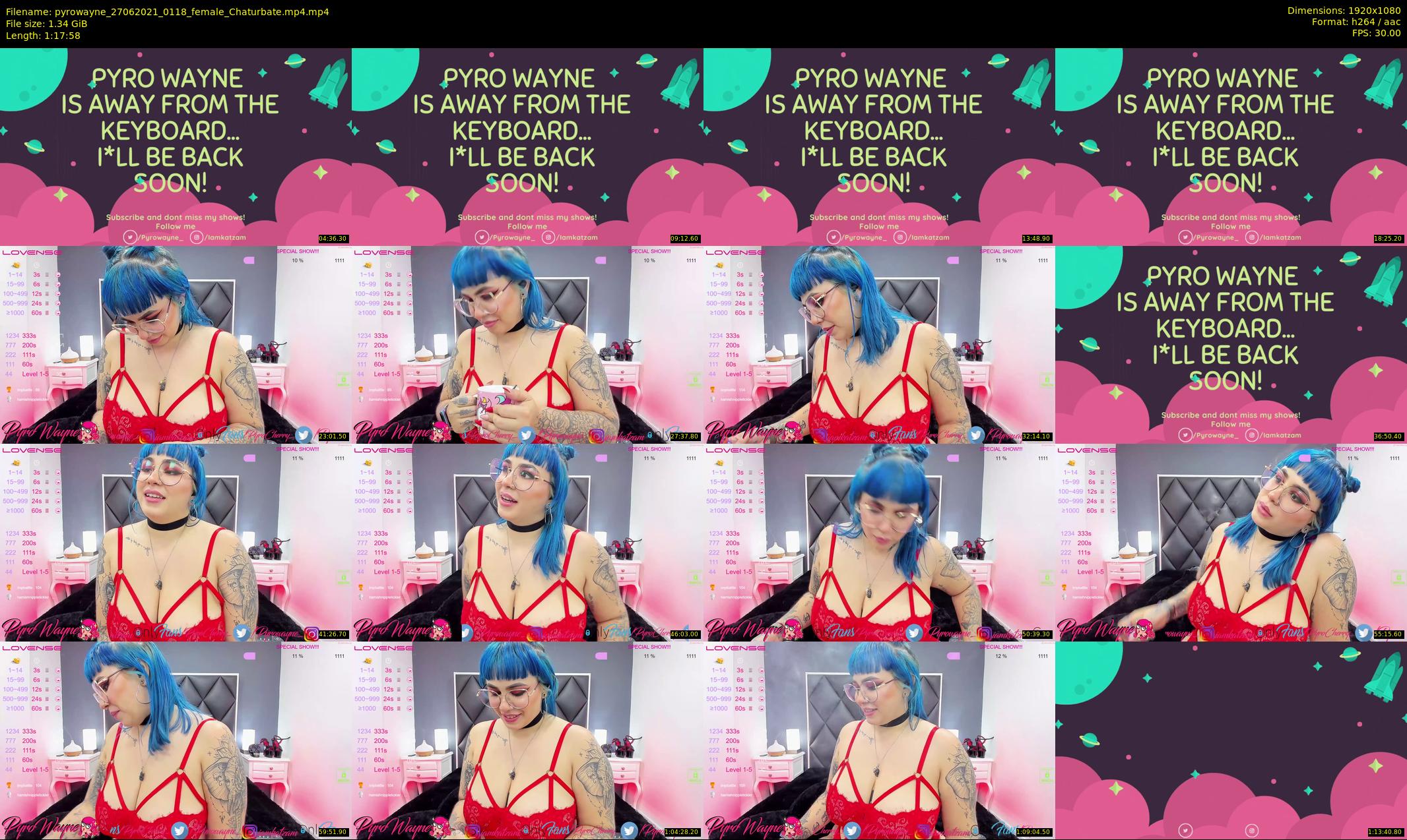 pyrowayne — 78 minute Chaturbate female cam show recording, 1080p, Jun 27, 2021
