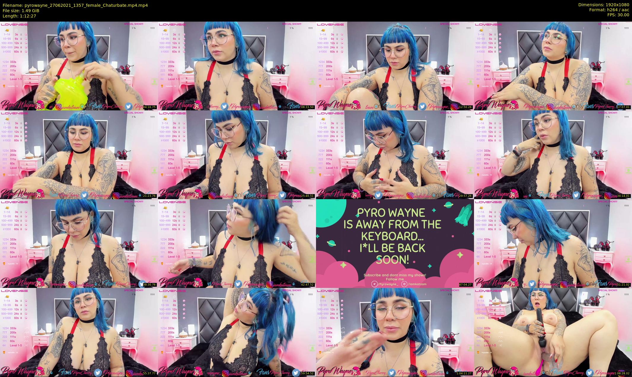 pyrowayne — 73 minute Chaturbate female cam show recording, 1080p, Jun 27, 2021