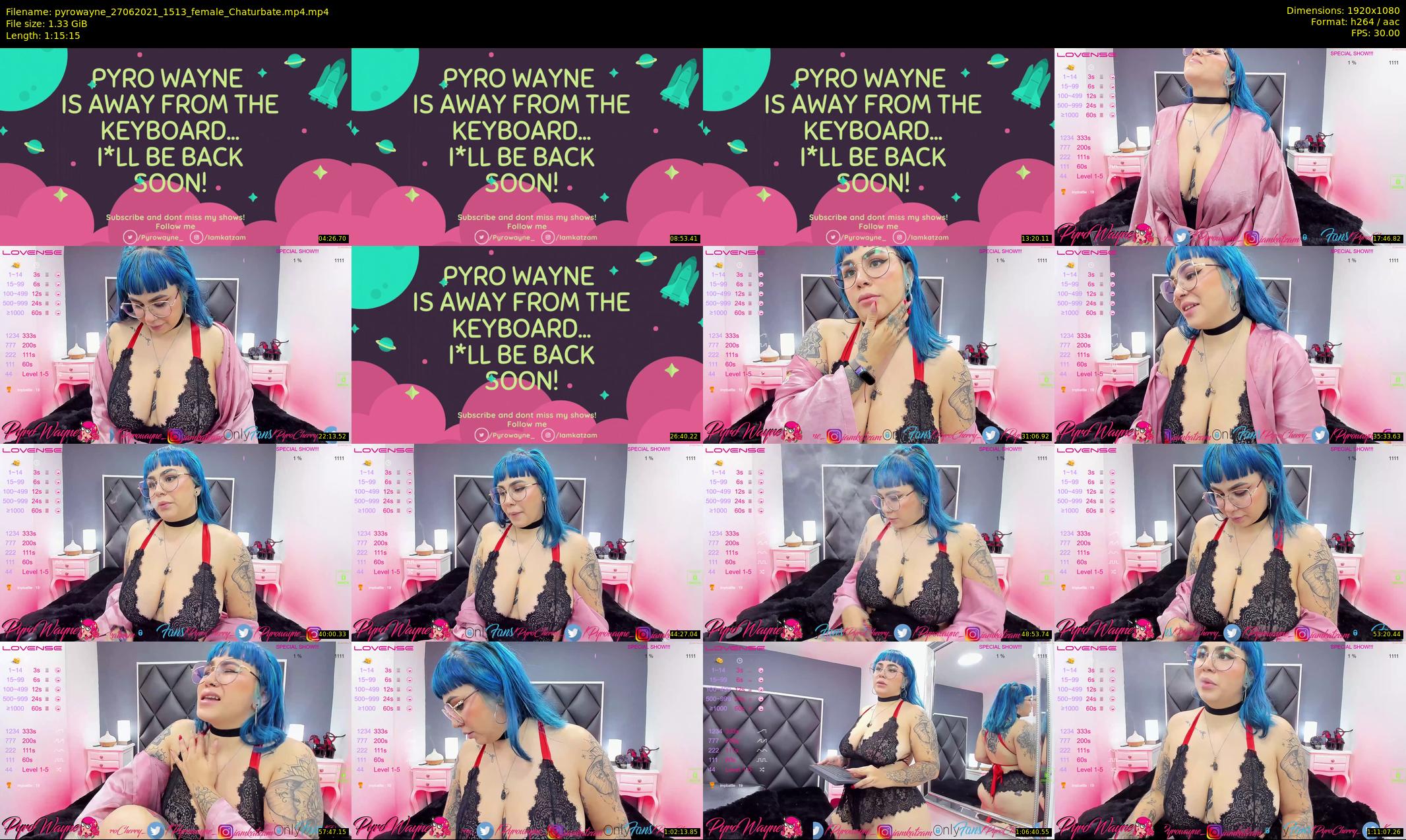pyrowayne — 76 minute Chaturbate female cam show recording, 1080p, Jun 27, 2021