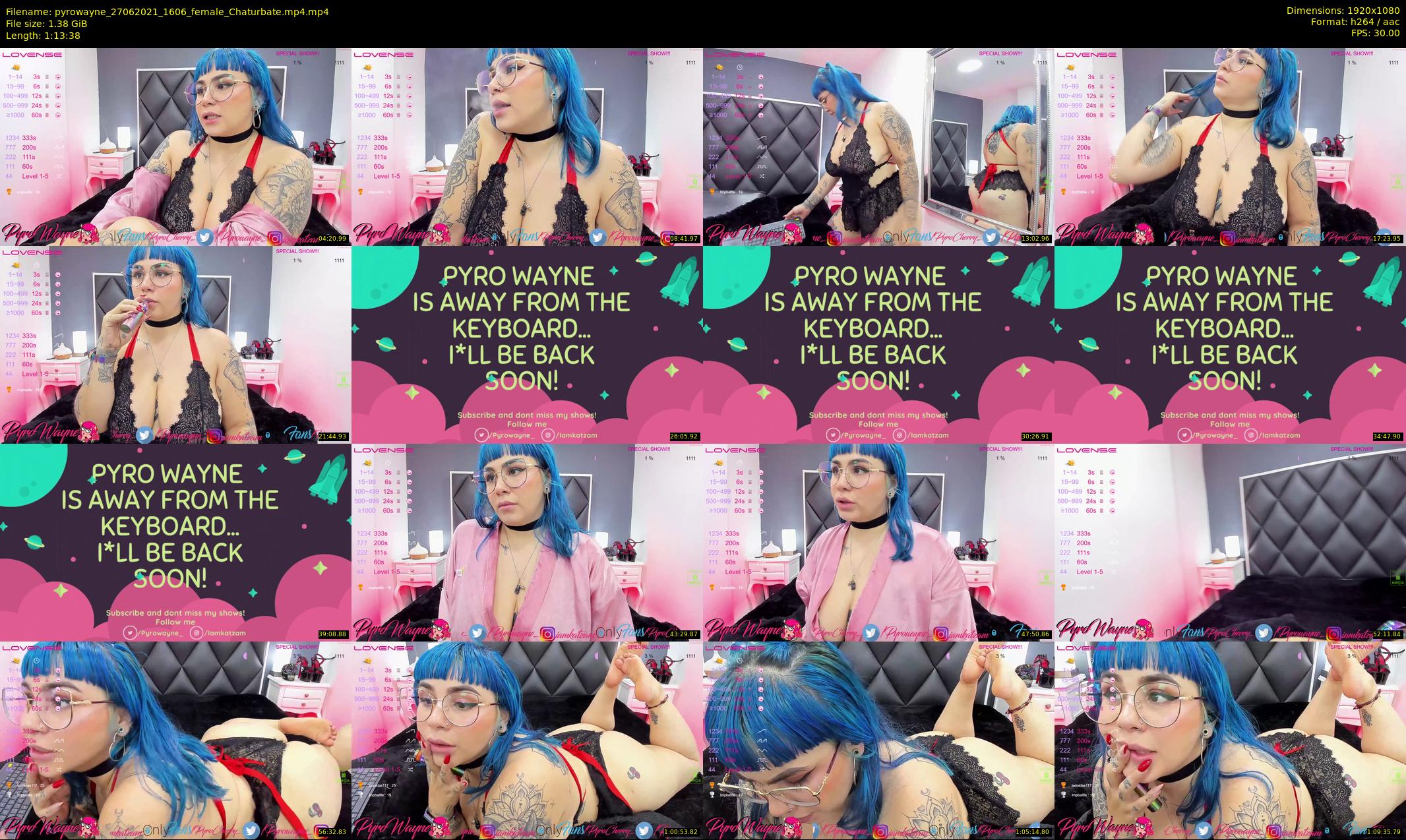 pyrowayne — 74 minute Chaturbate female cam show recording, 1080p, Jun 27, 2021