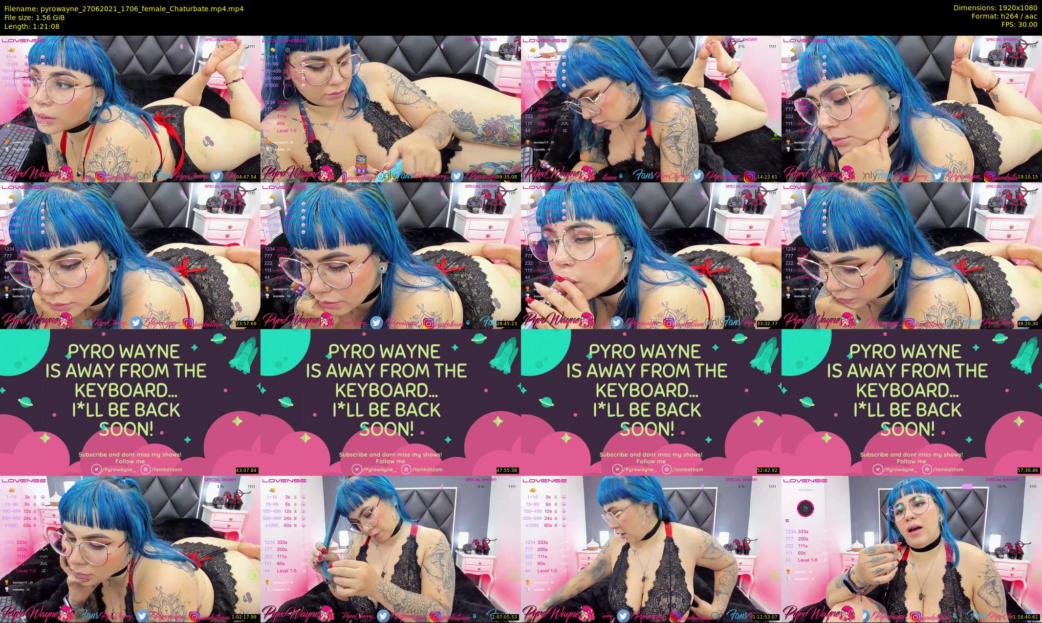 pyrowayne — 82 minute Chaturbate female cam show recording, 1080p, Jun 27, 2021
