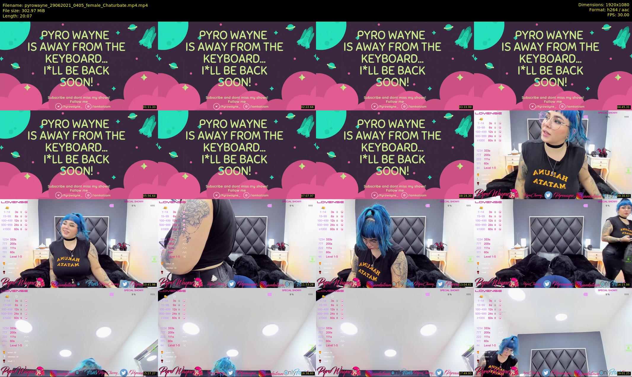 pyrowayne — 21 minute Chaturbate female cam show recording, 1080p, Jun 29, 2021