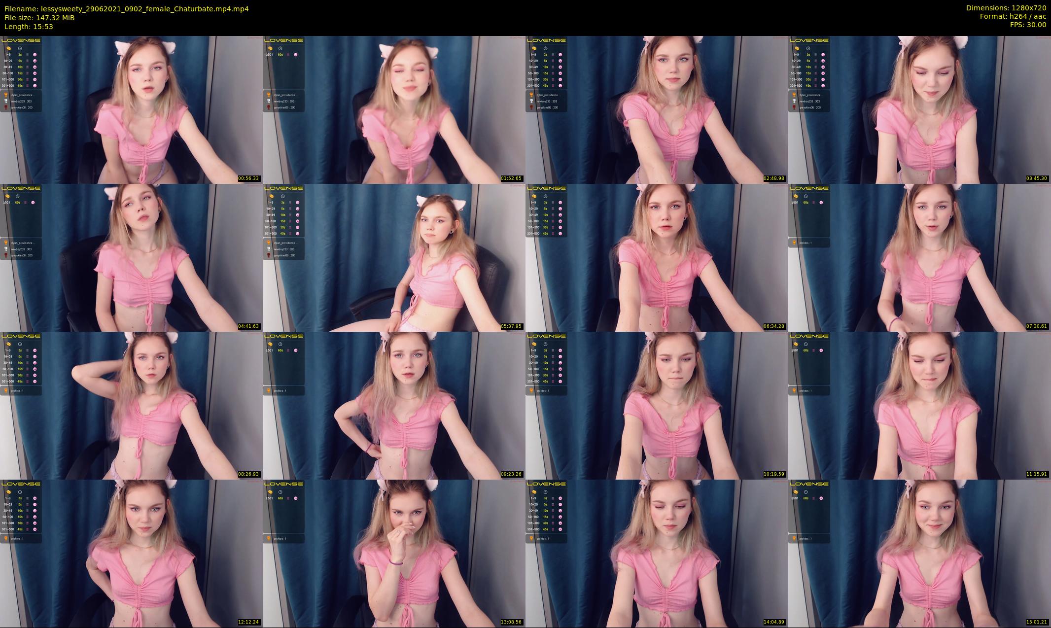 lessysweety — 16 minute Chaturbate female cam show recording, 720p, Jun 29, 2021